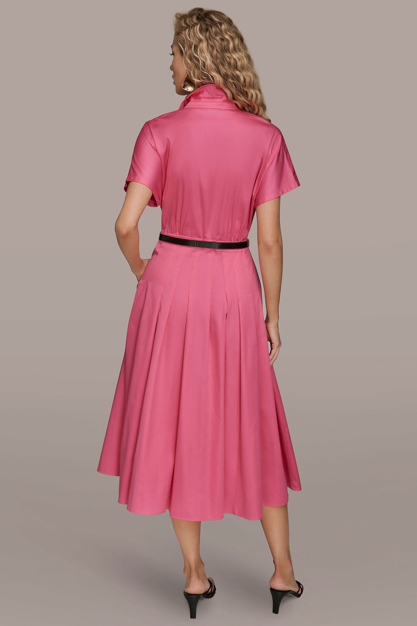 Donna Karan Women's Short Sleeve Button-Front Shirt Dress in BIMINI Donna Karan Women's Short Sleeve Button-Front Shirt Dress in BIMINI