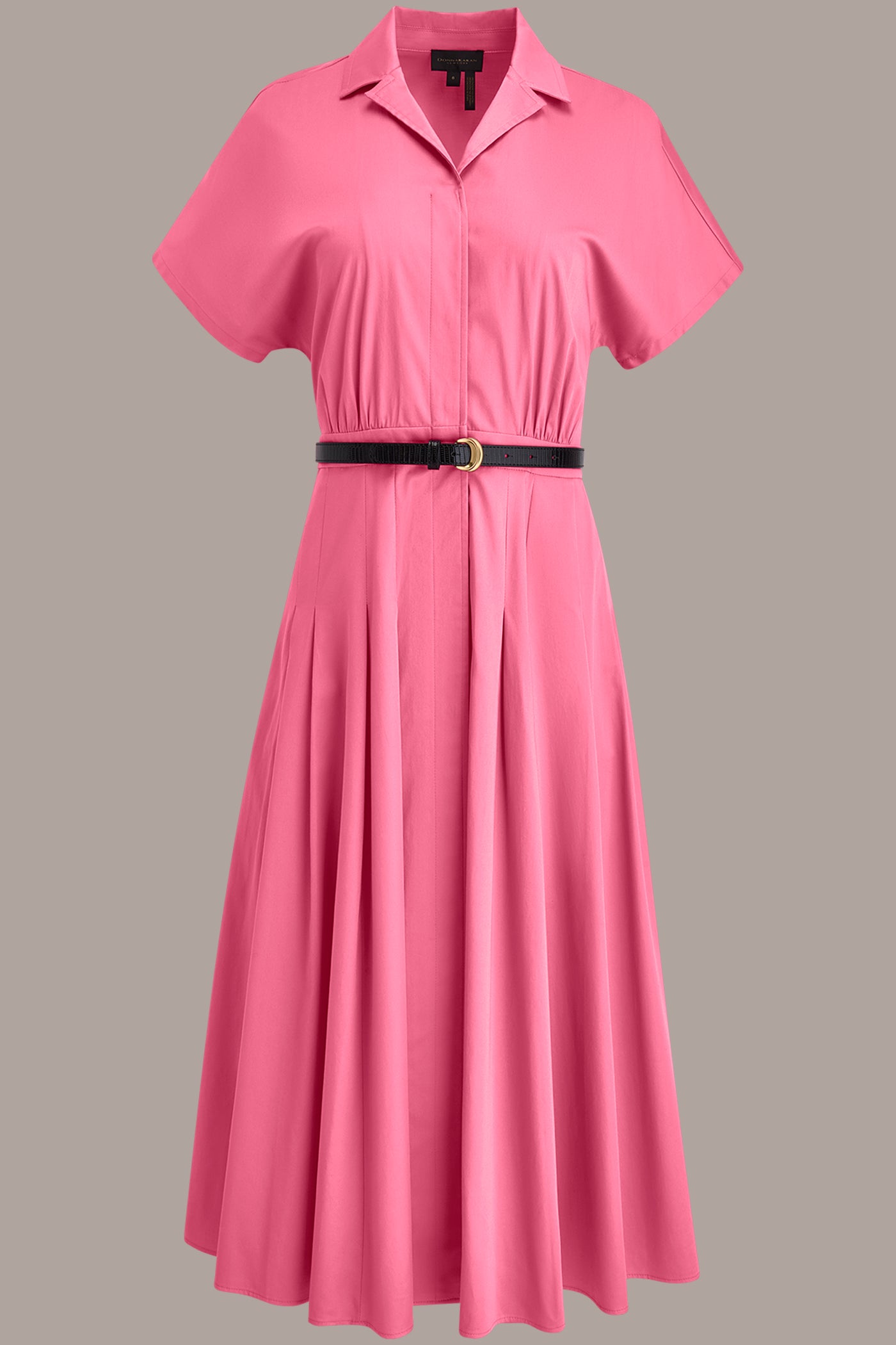 donna karan women's button-front short-sleeve belted dress Donna Karan Short Sleeve Belted Button Front Midi Shirt Dress