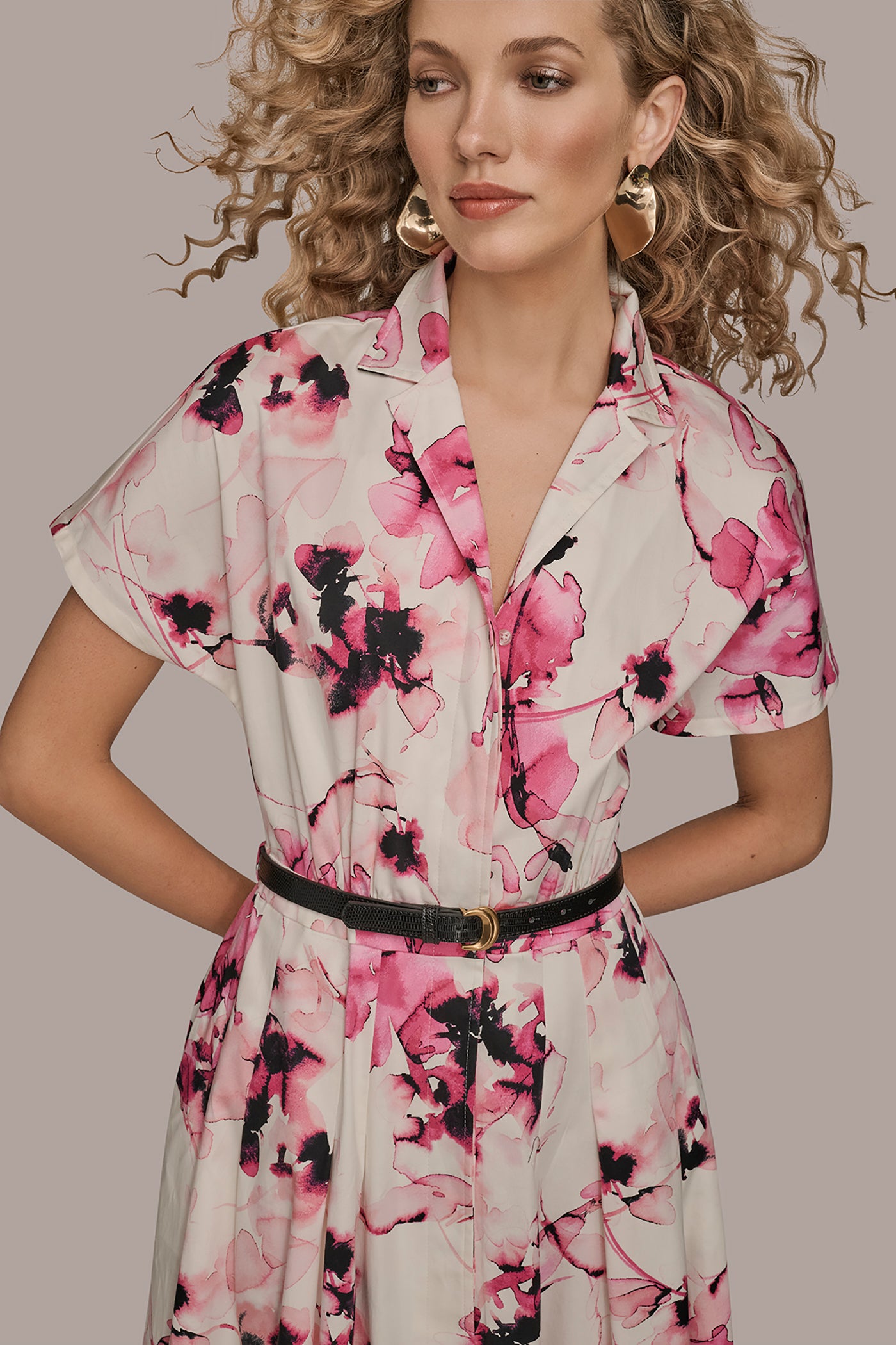 Donna Karan Women's Cotton-Sateen Midi Shirt Dress in Bimini Multi Donna Karan Women's Cotton-Sateen Midi Shirt Dress in Bimini Multi