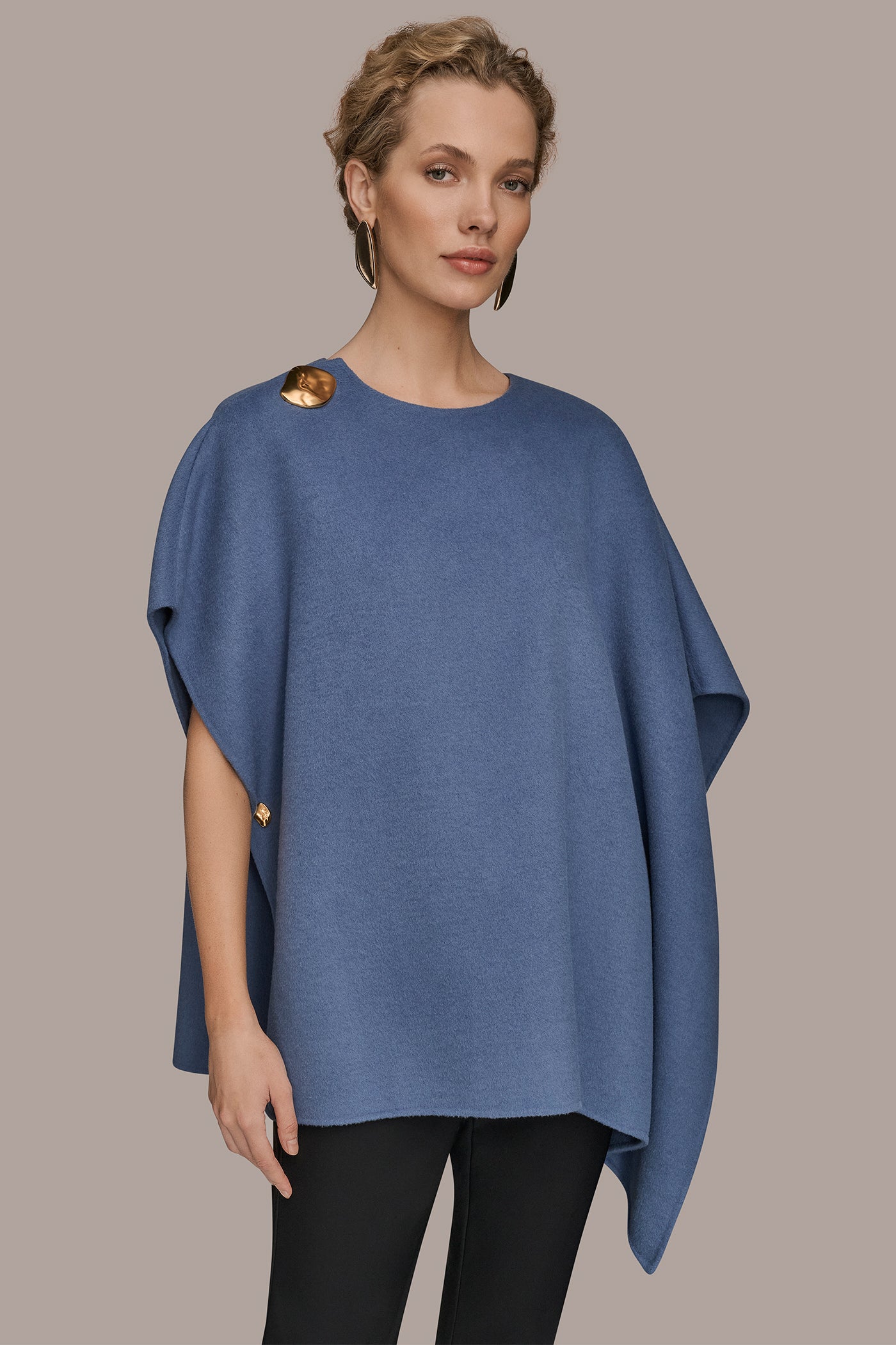 BUTTON-EMBELLISHED WOOL-BLEND CAPE | View 1 | New Arrivals