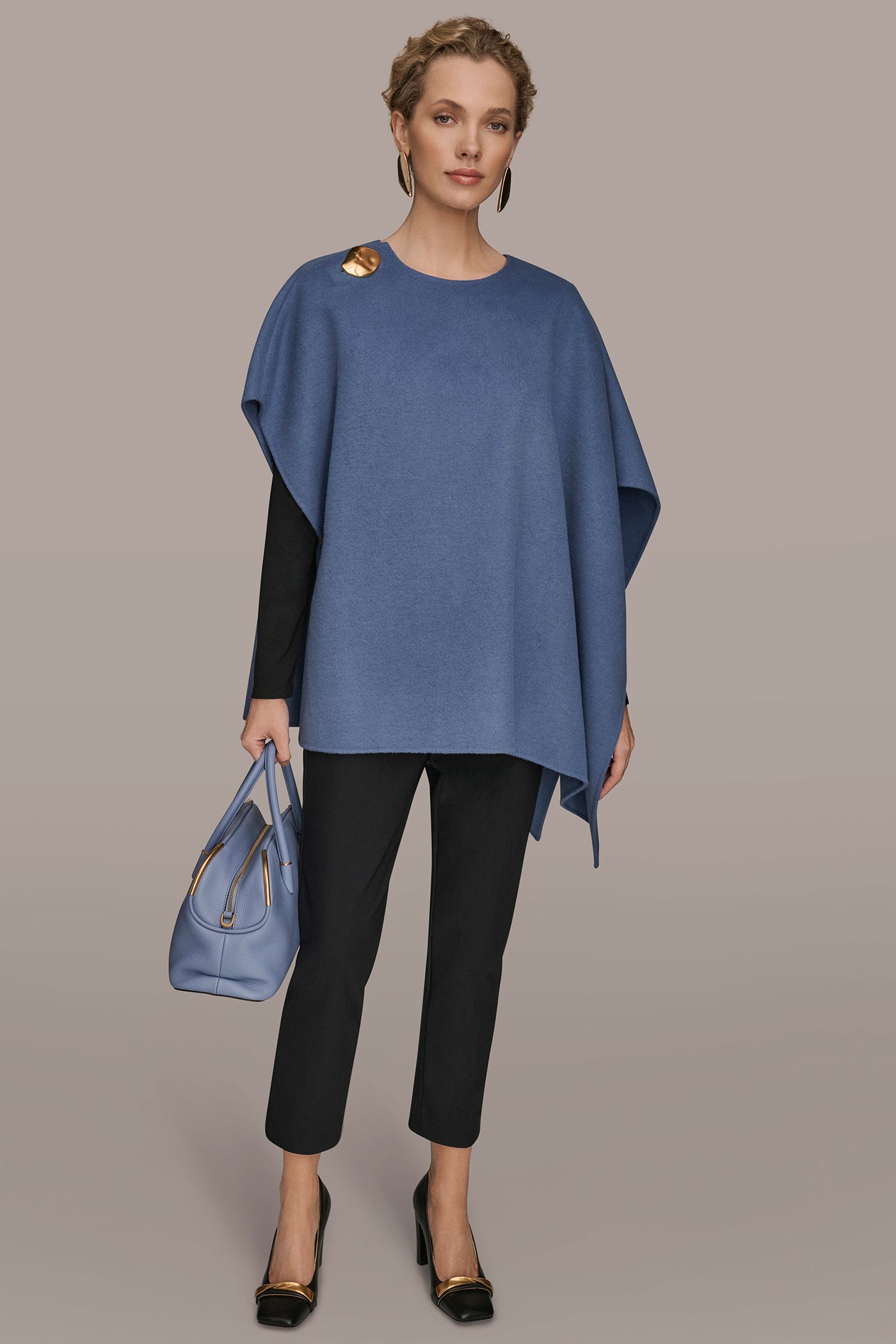 BUTTON-EMBELLISHED WOOL-BLEND CAPE VIEW 7 | New Arrivals
