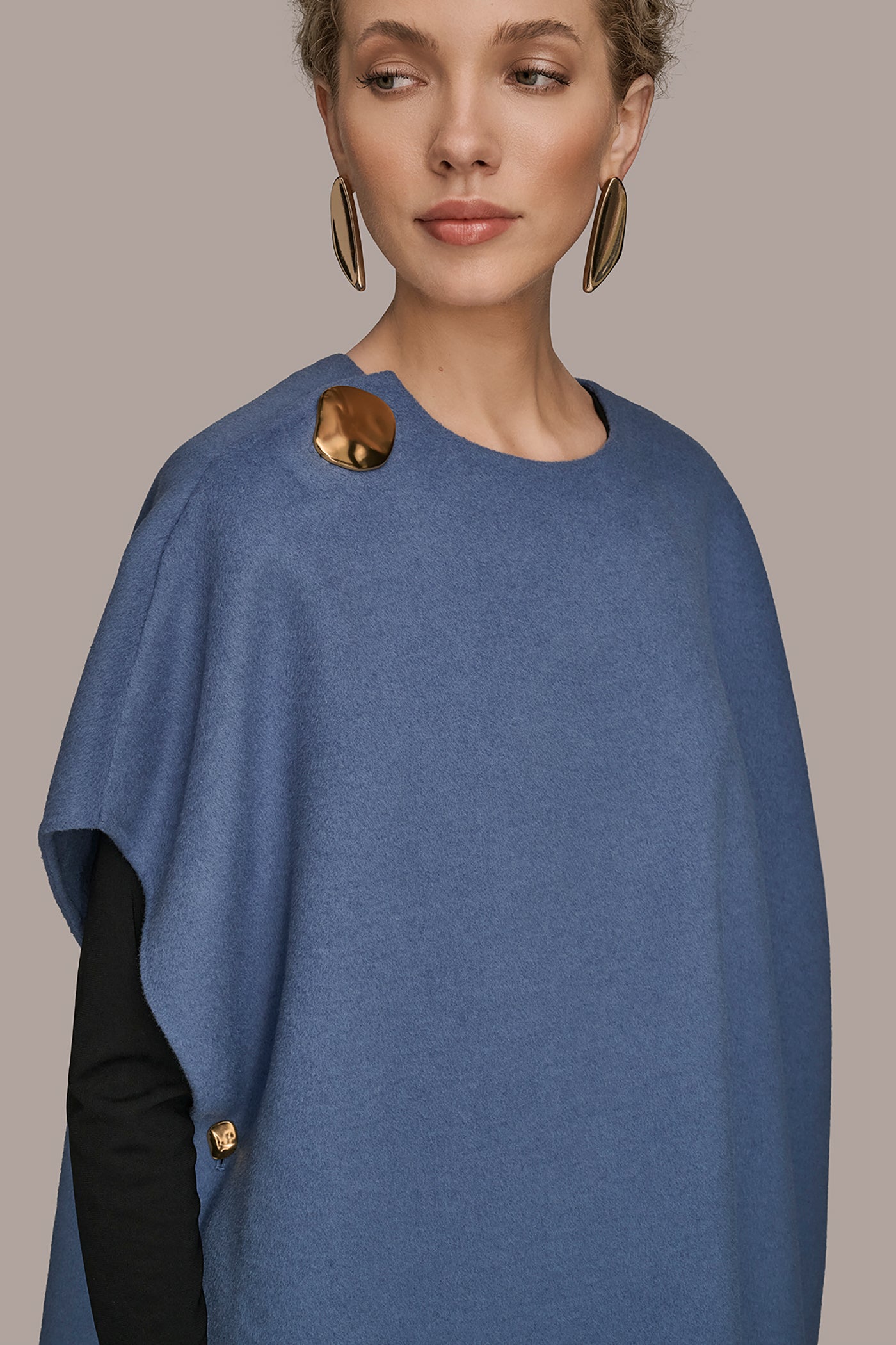 BUTTON-EMBELLISHED WOOL-BLEND CAPE VIEW 5 | New Arrivals
