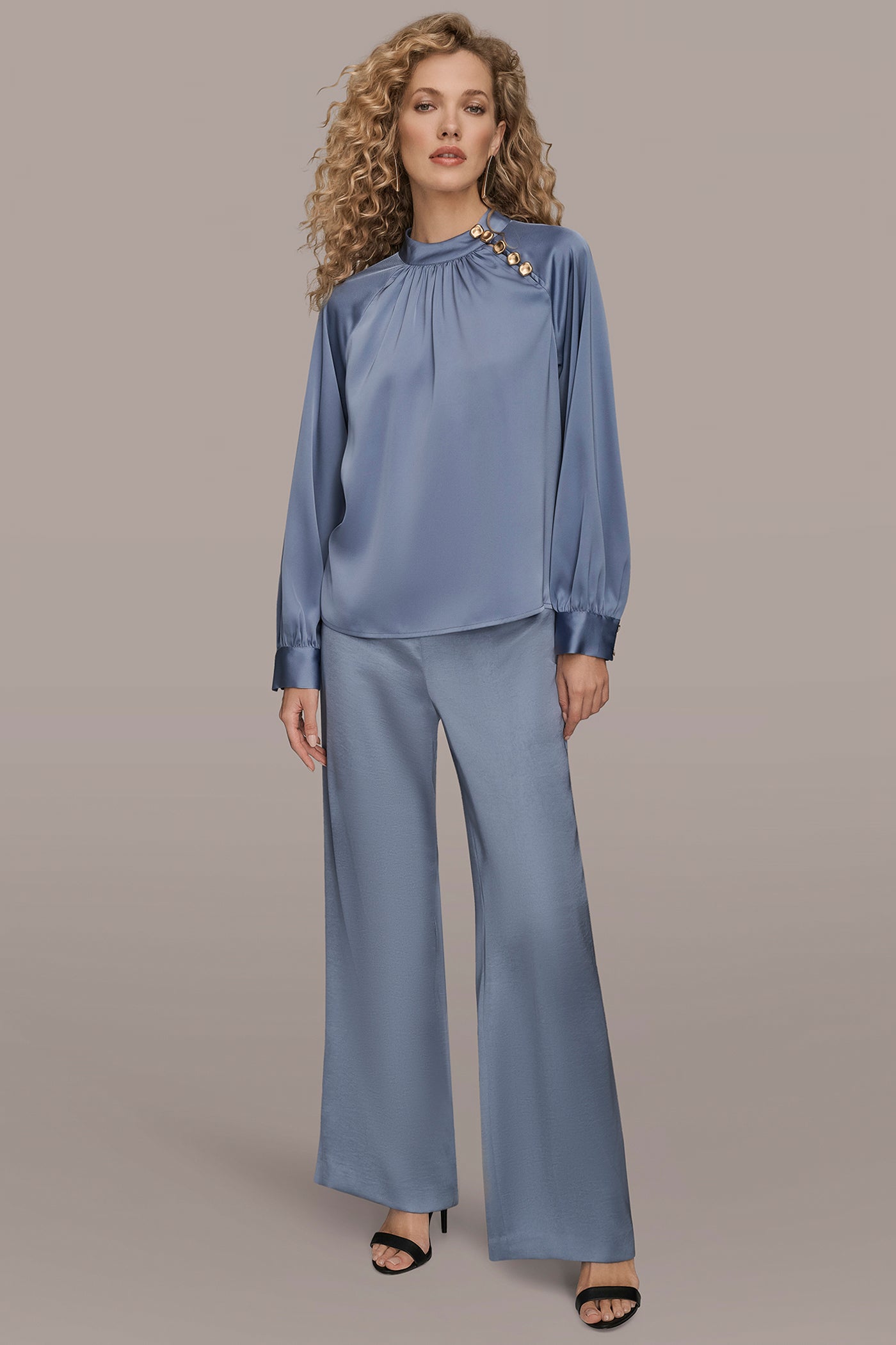 FLORAL BUTTON-NECK BLOUSE VIEW 8 | Holiday Collection