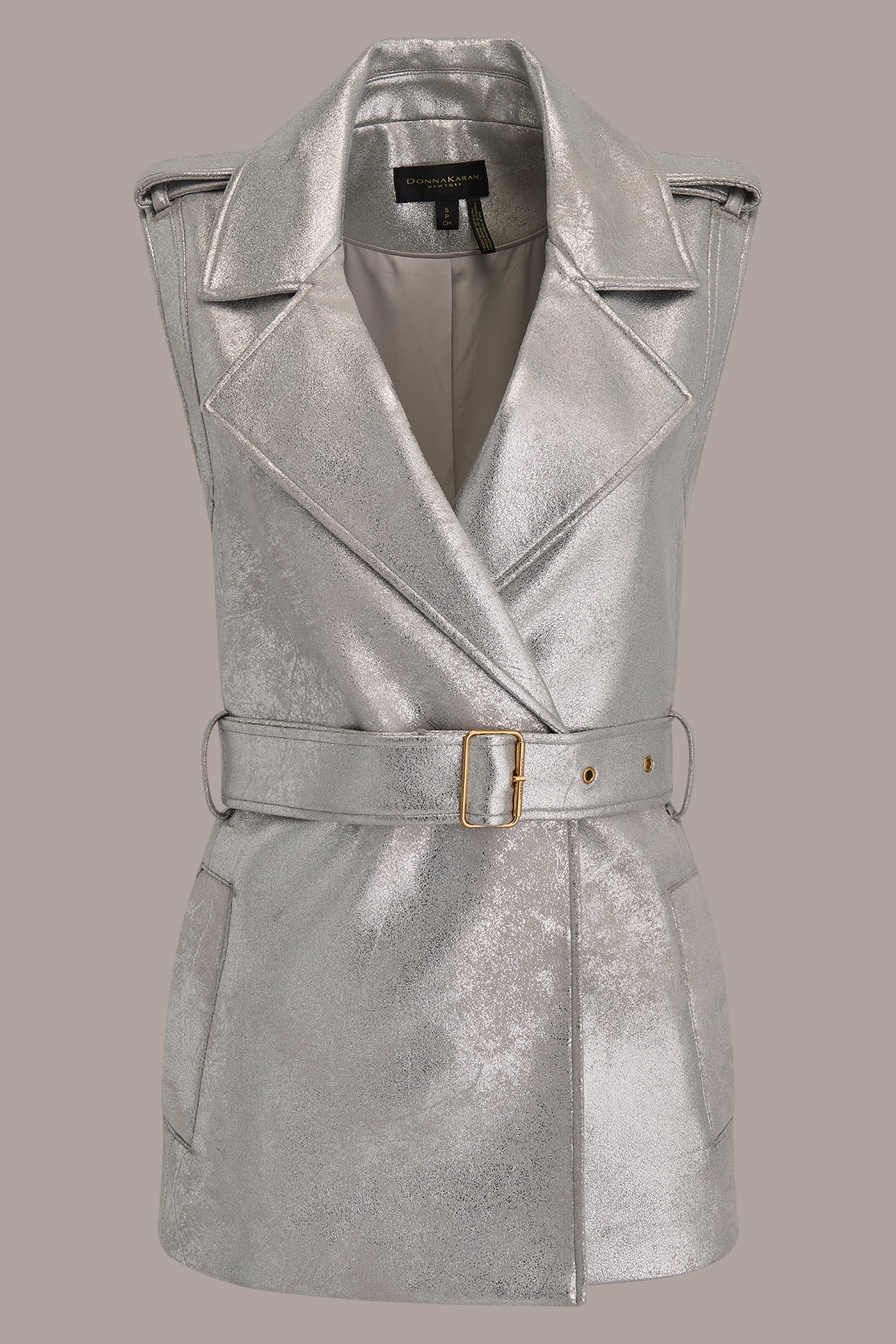 METALLIC BELTED VEST VIEW 6 | Blazers & Vests