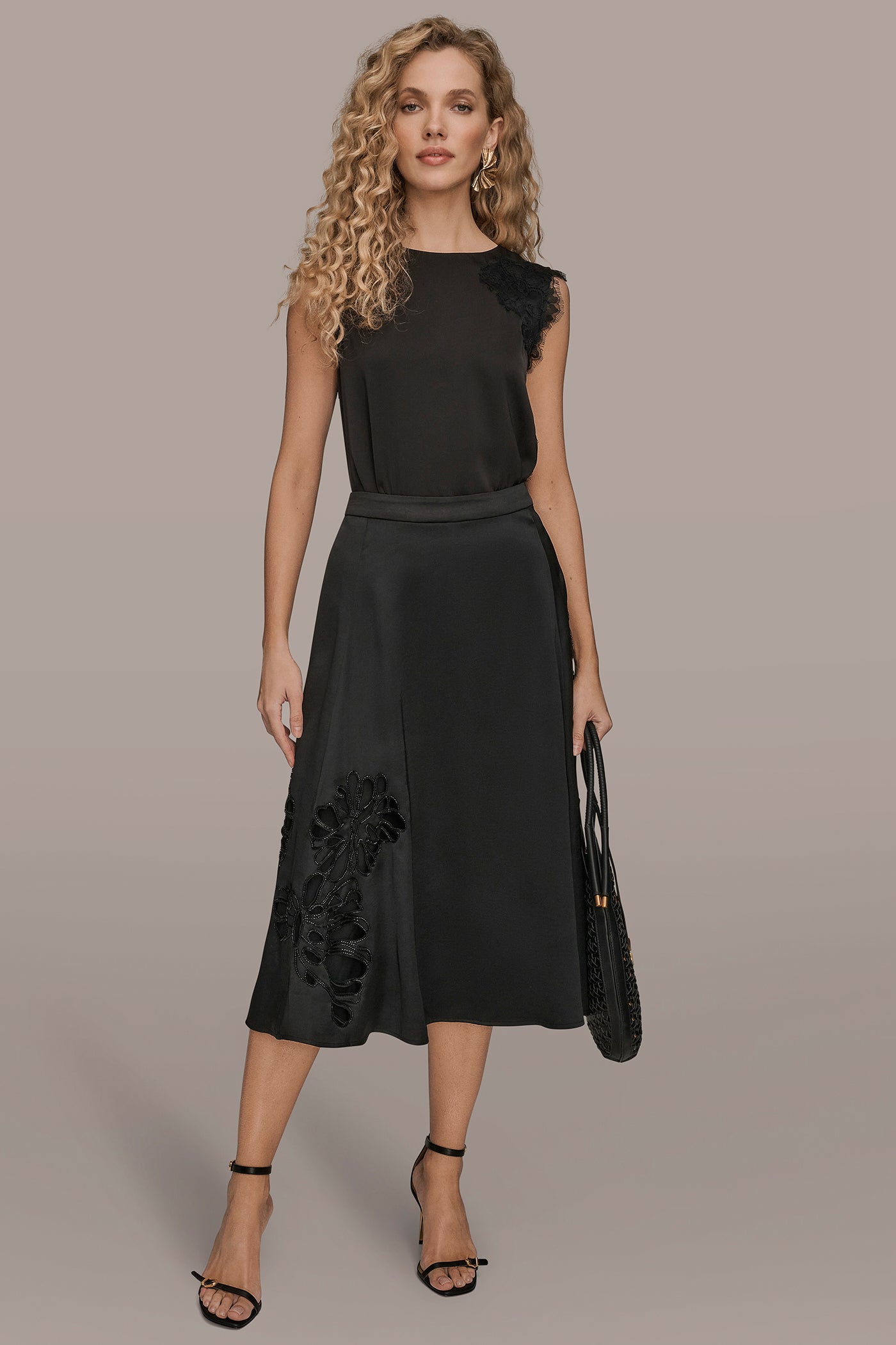 FLORAL-SEQUINED SATIN MIDI SKIRT VIEW 6 | Matching Sets