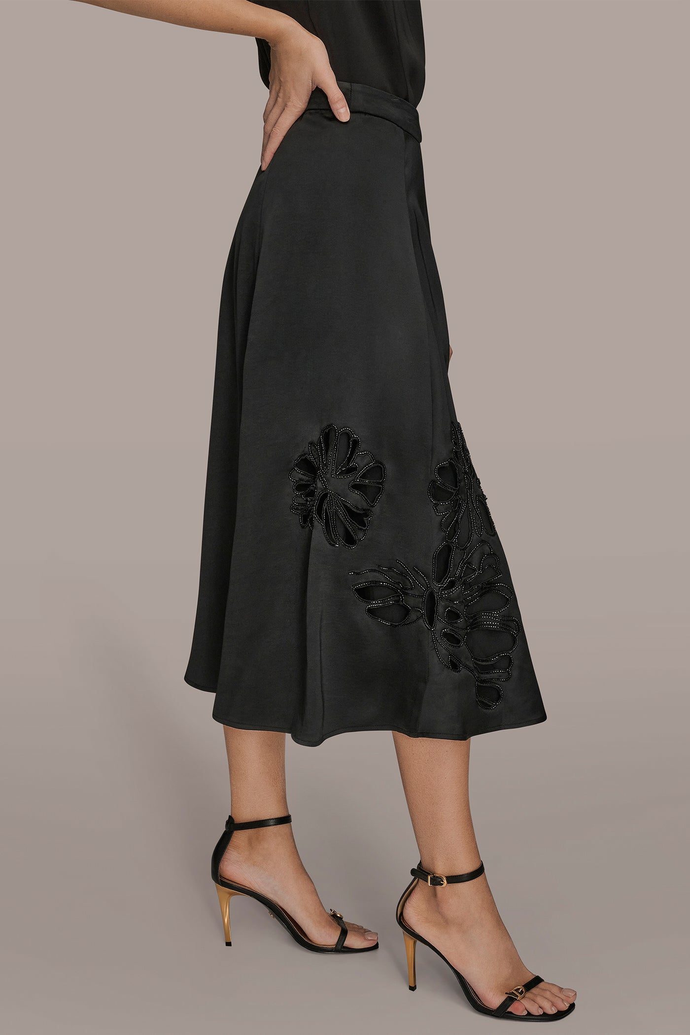 FLORAL-SEQUINED SATIN MIDI SKIRT VIEW 3 | Matching Sets