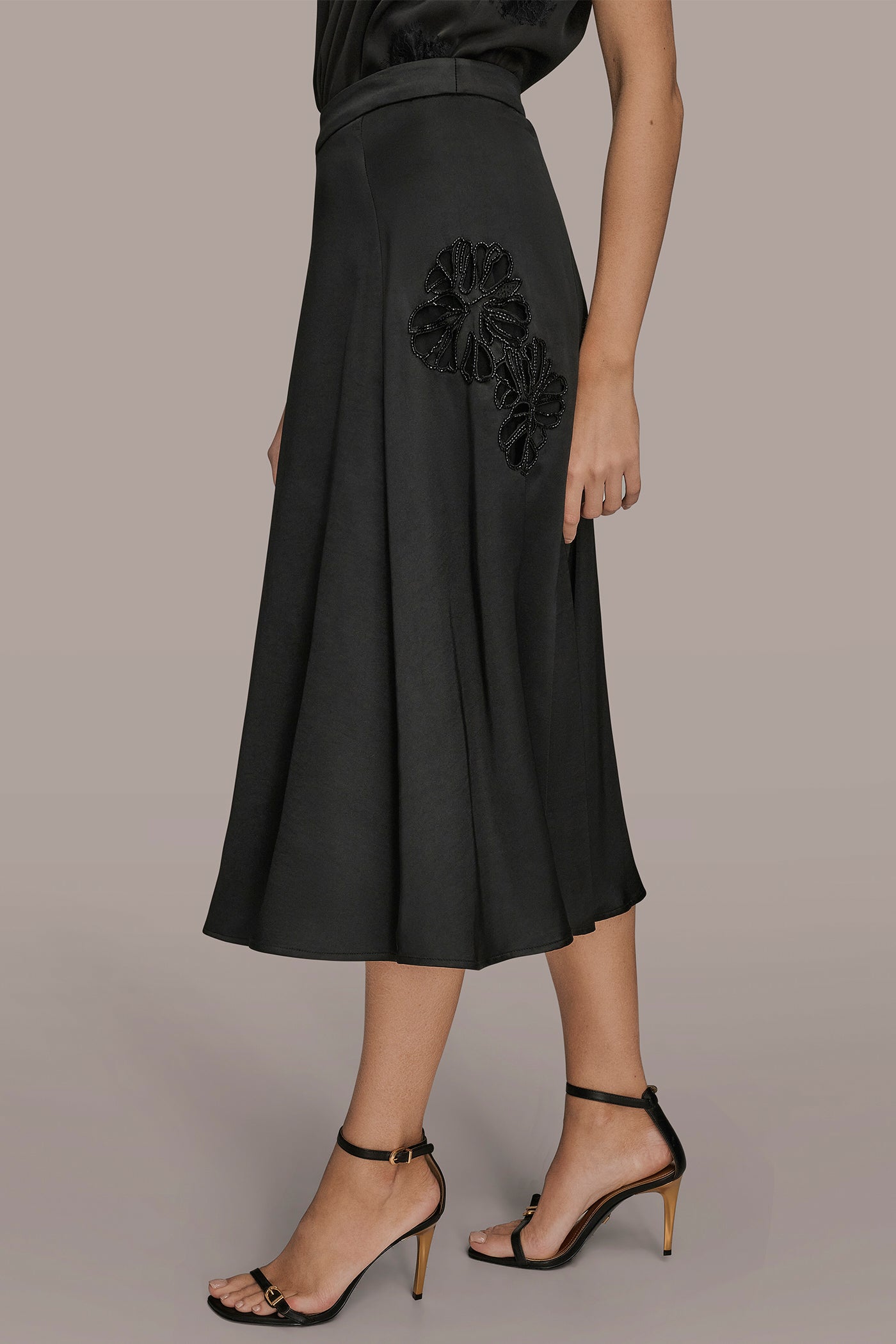 FLORAL-SEQUINED SATIN MIDI SKIRT VIEW 4 | Matching Sets