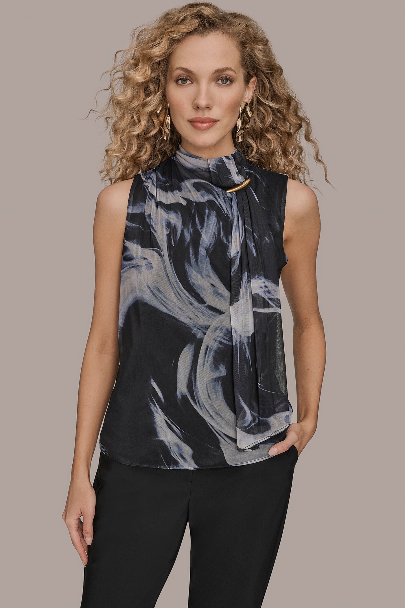 FLORAL TIE-NECK HALTER BLOUSE | View 1 | Suits and Separates