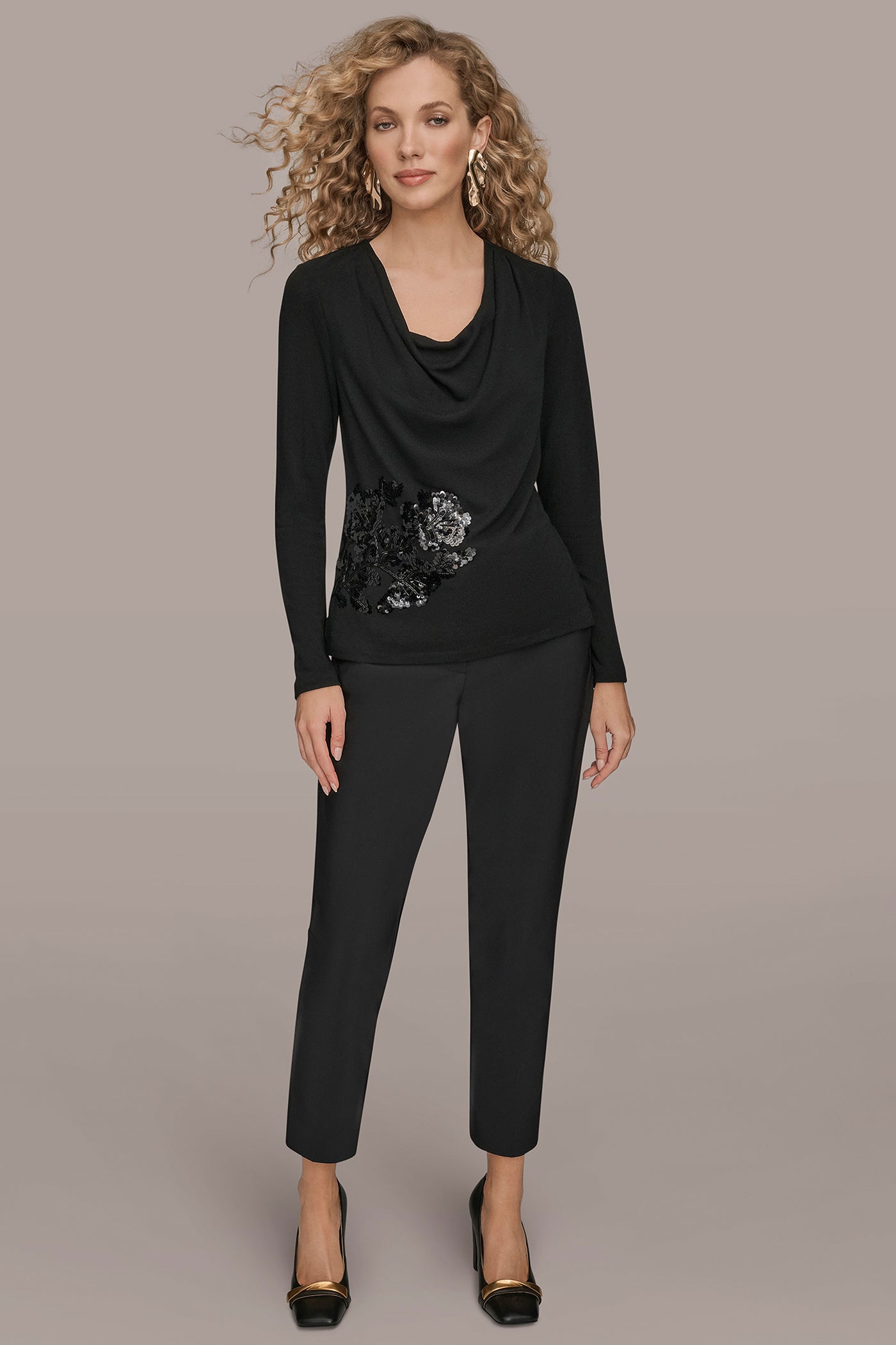 LONG-SLEEVE COWL-NECK FLORAL TOP VIEW 6 | New Arrivals