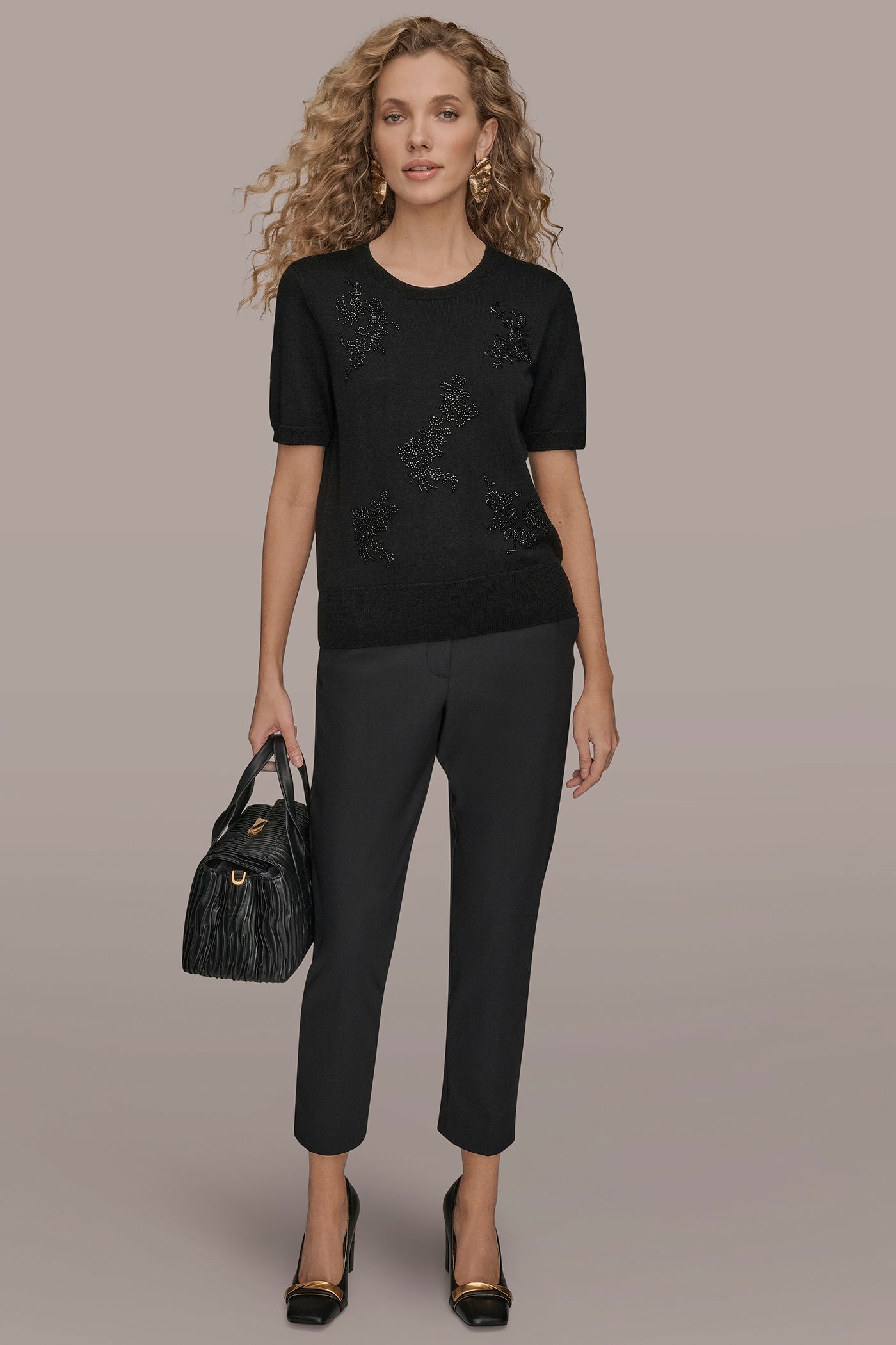 SHORT-SLEEVE FLORAL WOOL SWEATER VIEW 6 | Tops & Sweaters