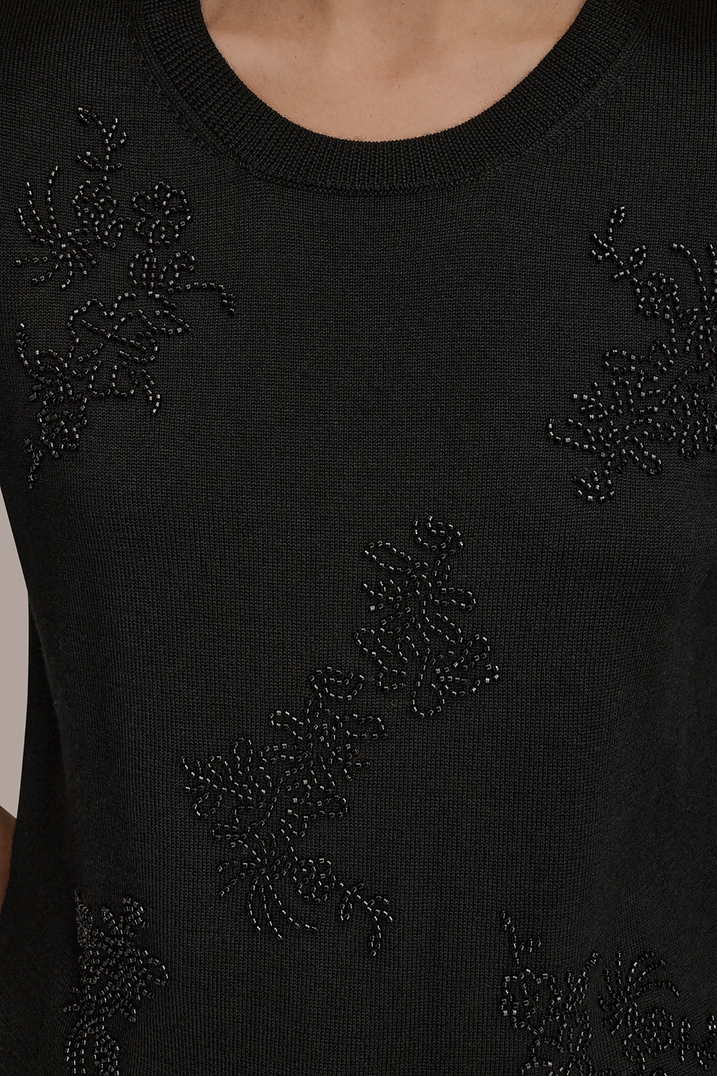 SHORT-SLEEVE FLORAL WOOL SWEATER VIEW 5 | Tops & Sweaters