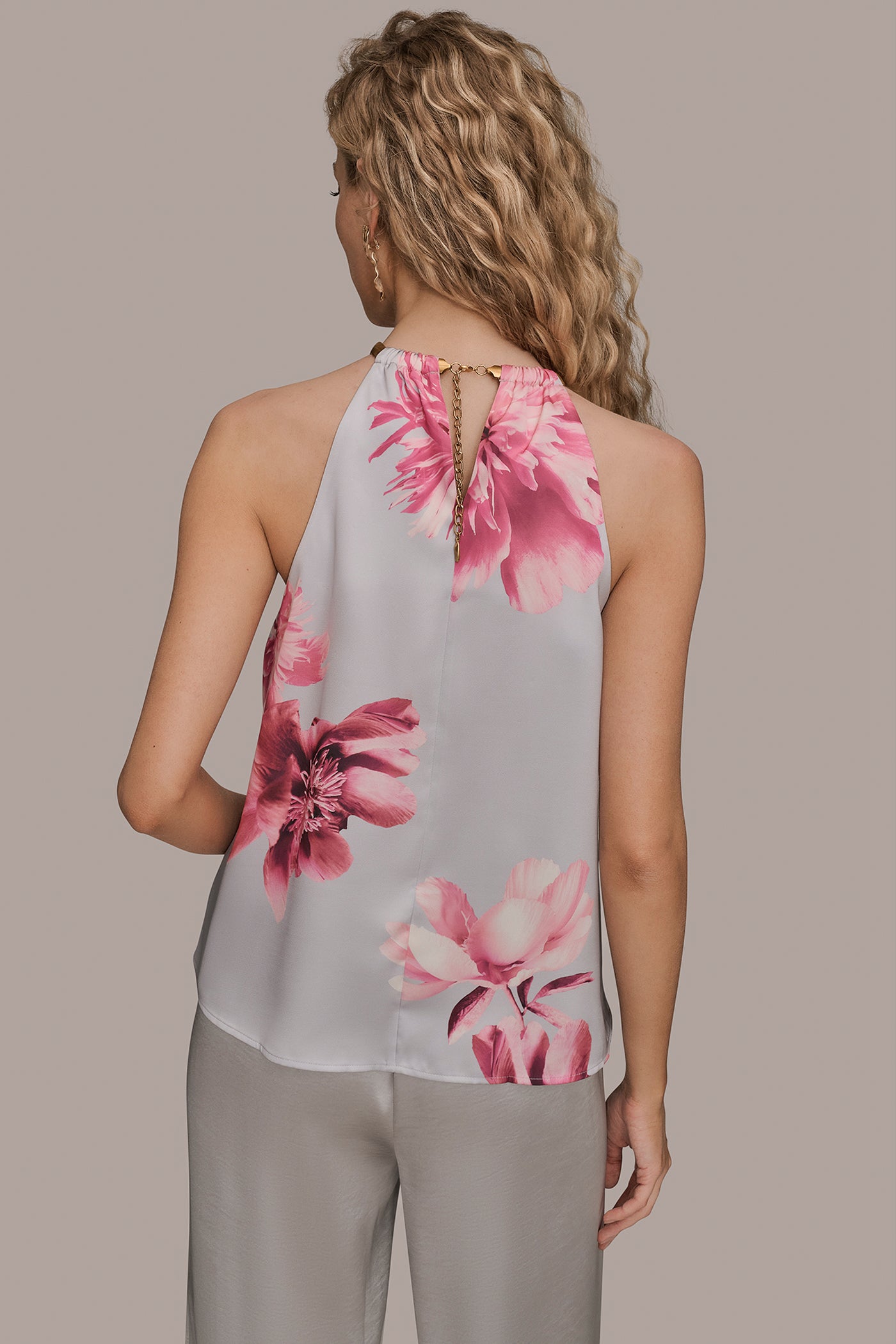 FLORAL TWIST-NECK HALTER BLOUSE | View 2 | Tops