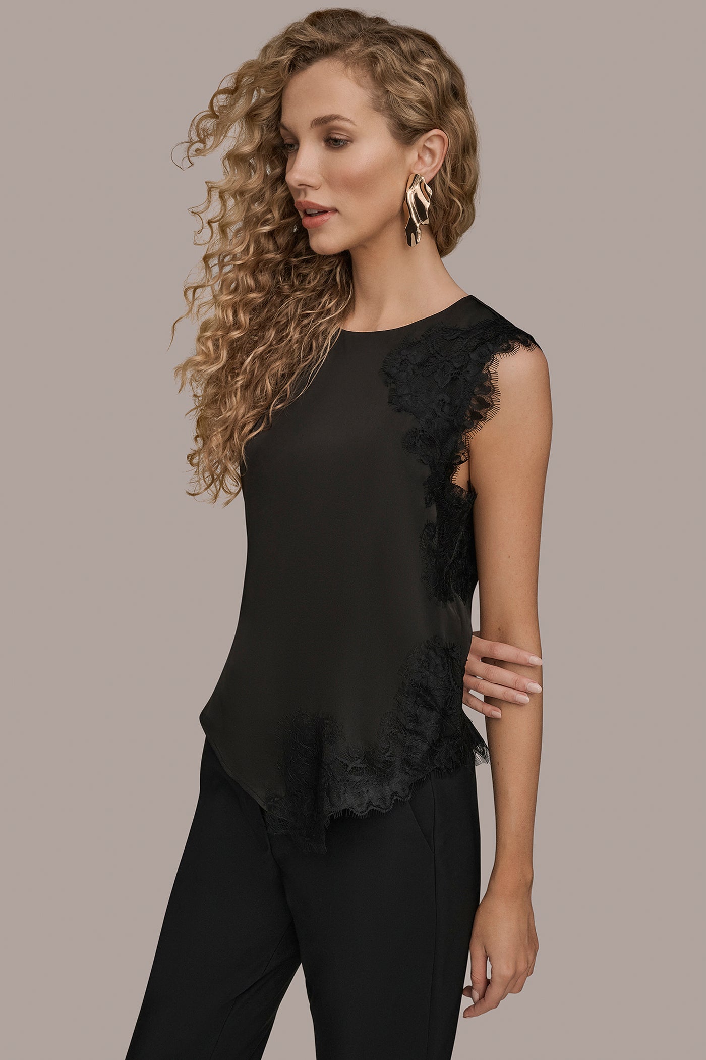 ASYMMETRIC LACE-TRIMMED BLOUSE VIEW 3 | Tops