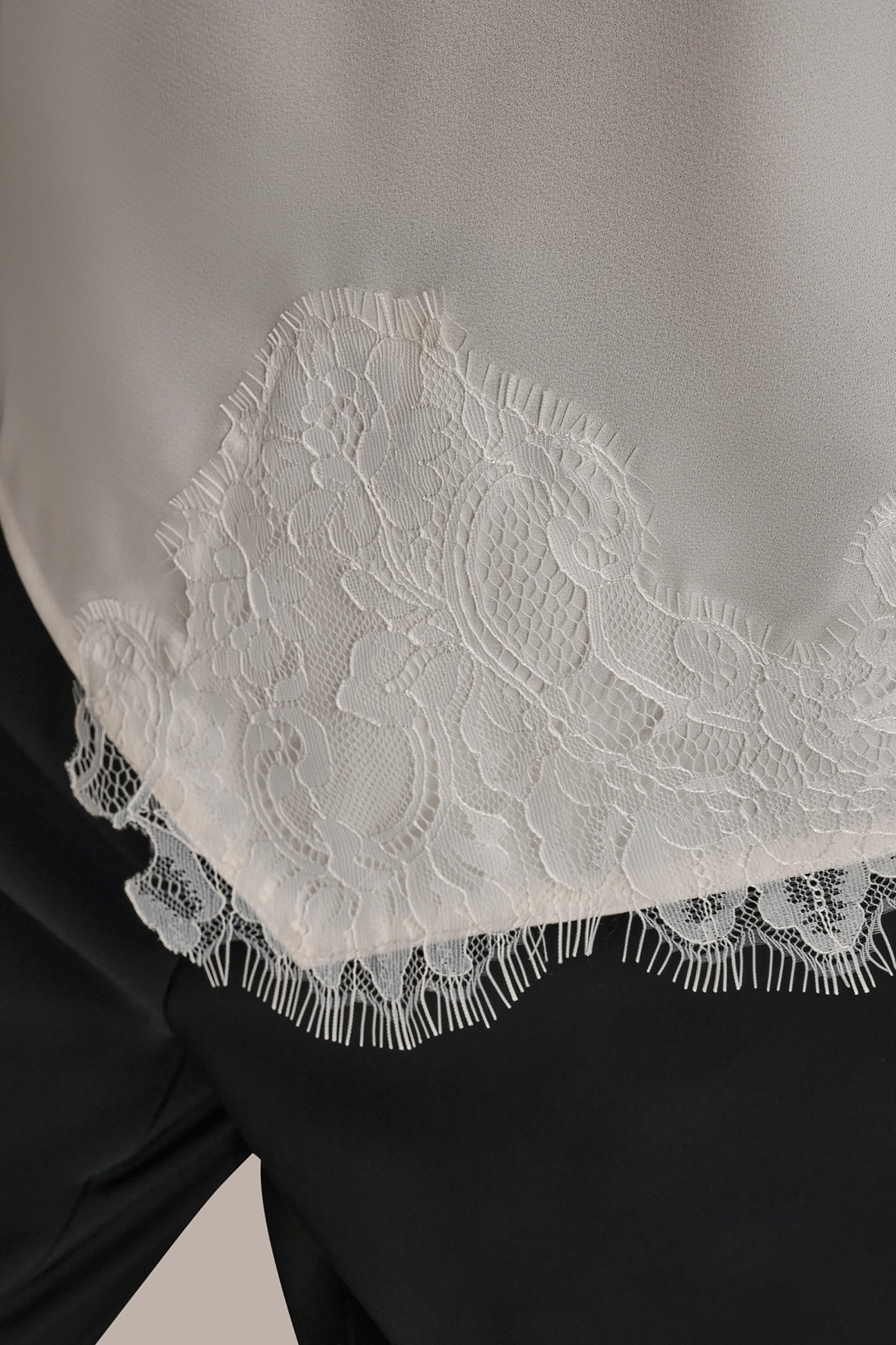 SLEEVELESS LACE-TRIM CREPE BLOUSE VIEW 6 | Suits and Separates