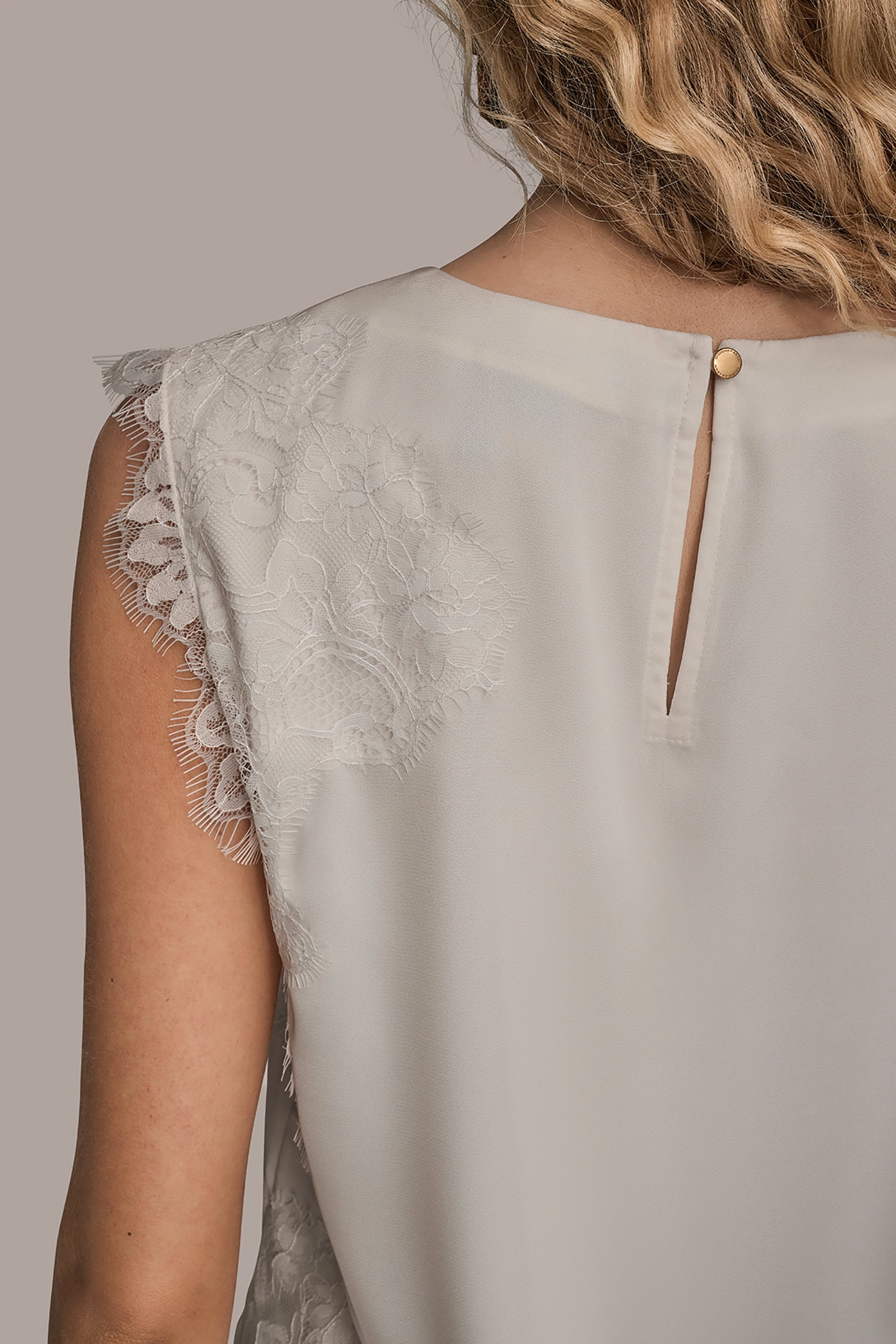 SLEEVELESS LACE-TRIM CREPE BLOUSE VIEW 5 | Suits and Separates
