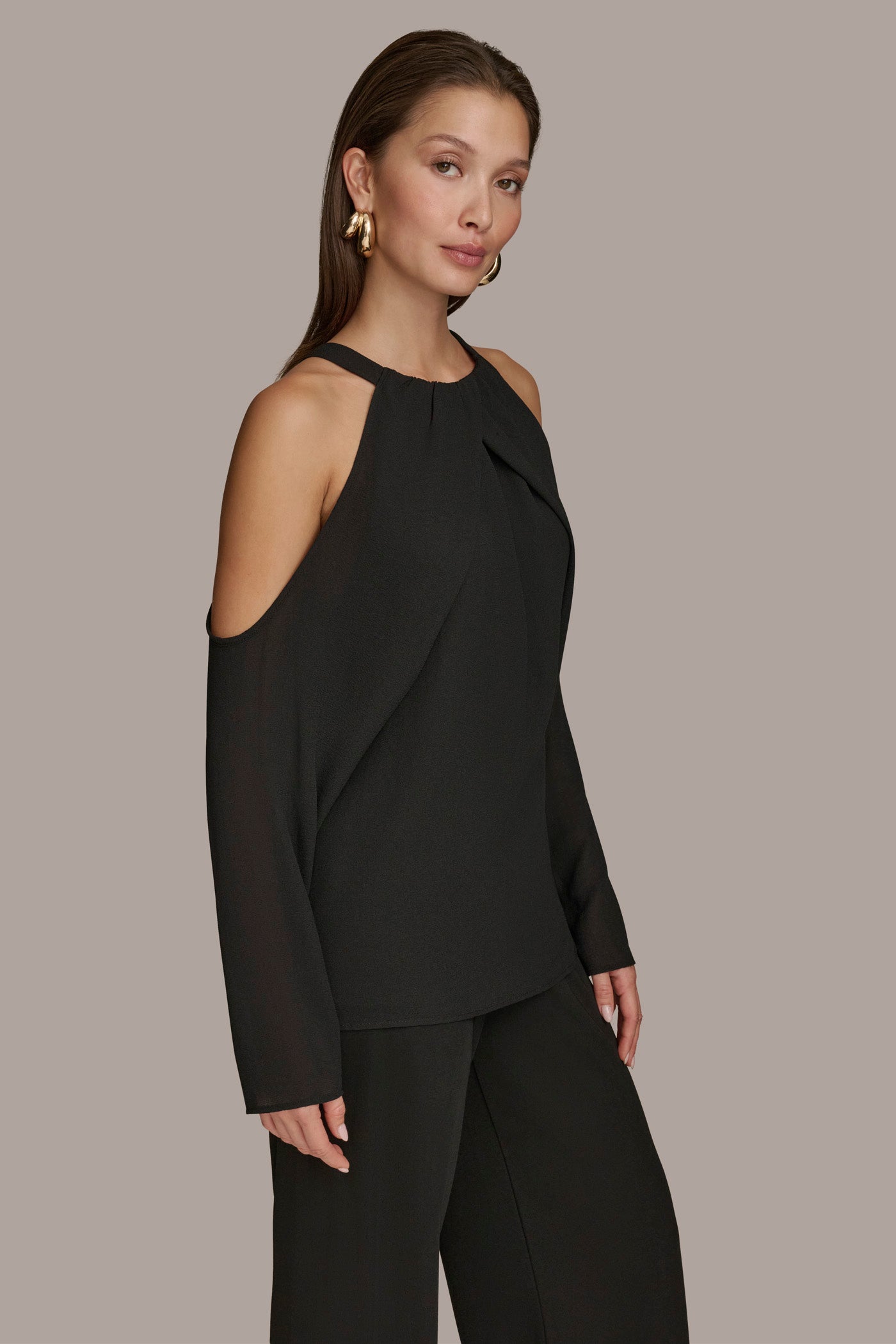 womens black cold shoulder top
