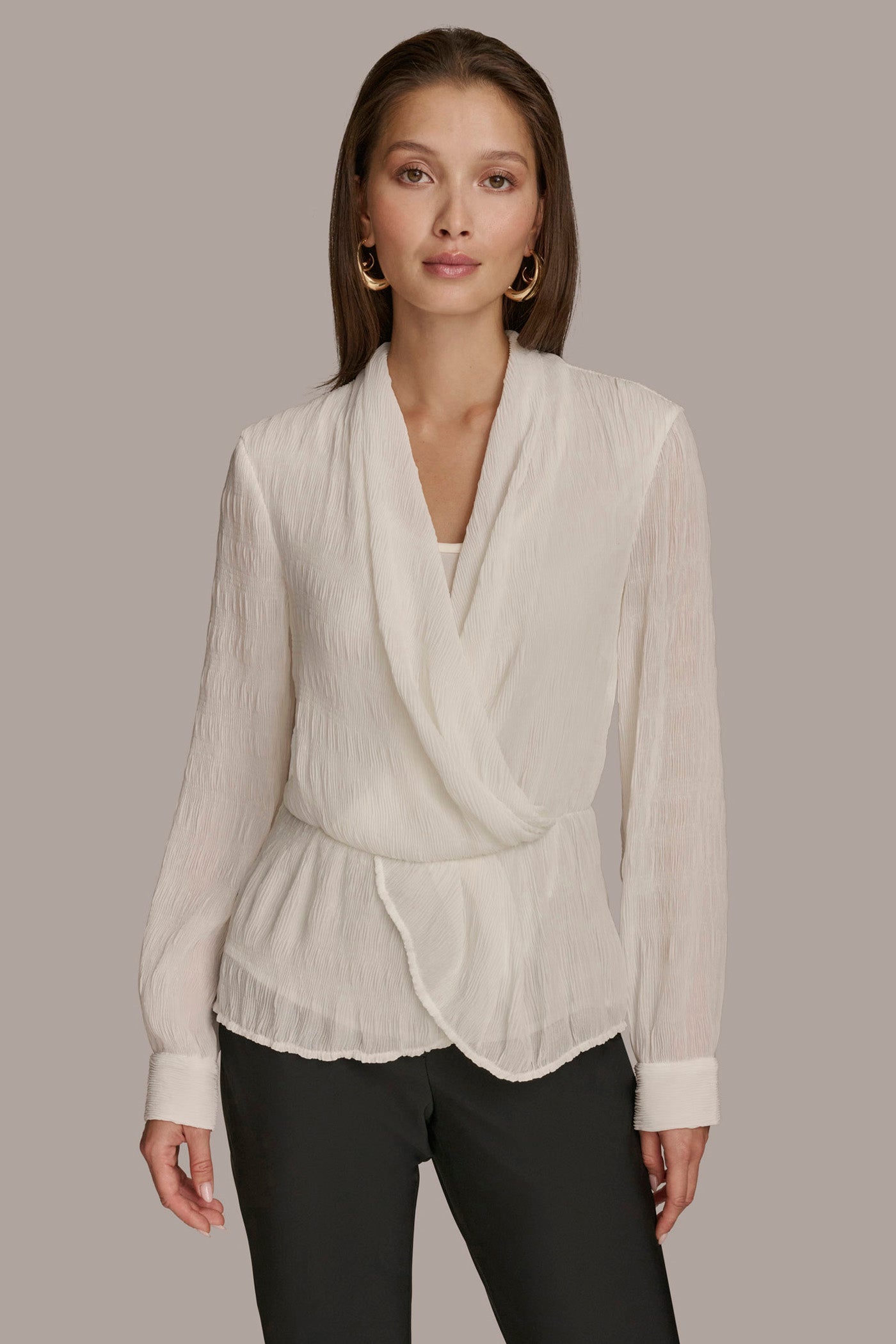 long wrap blouse
