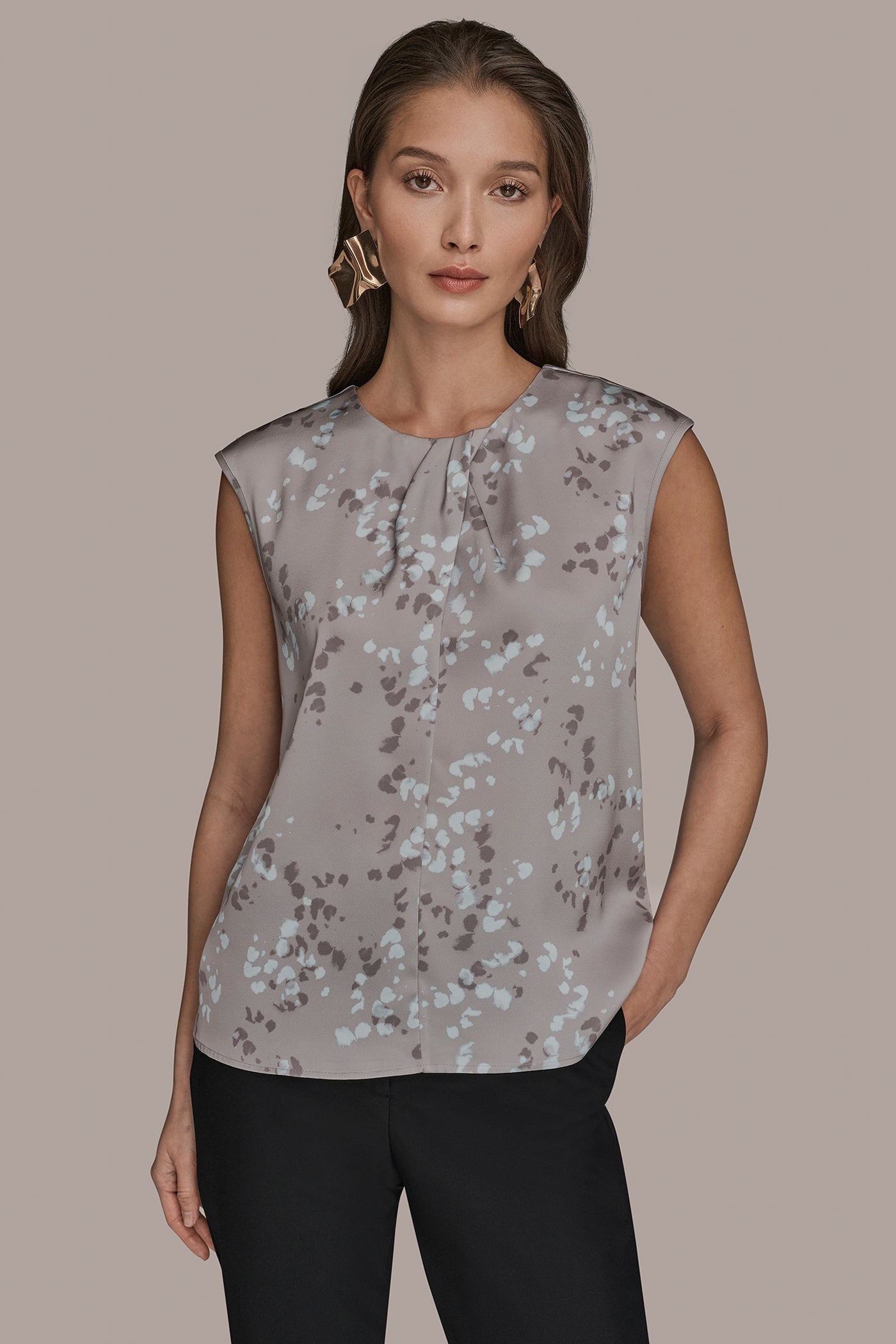 PRINT CAP-SLEEVE TOP | View 1 | Clothing