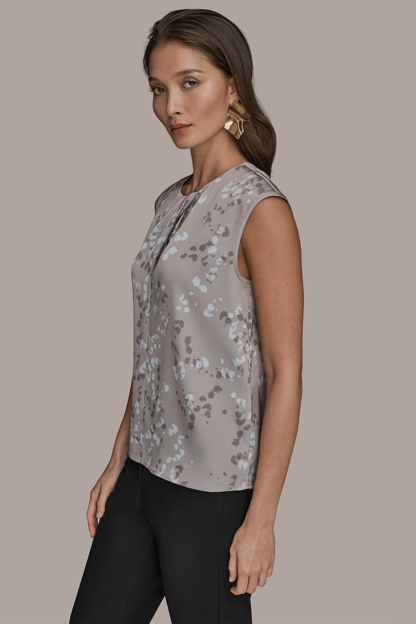 PRINT CAP-SLEEVE TOP VIEW 3 | Clothing