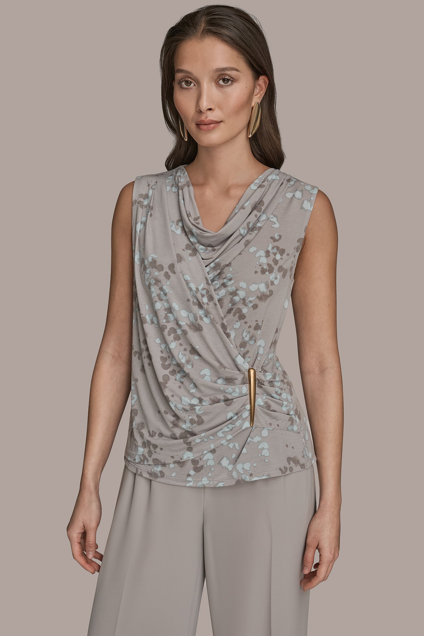 COWL-NECK KNIT WRAP TOP | View 1 | New Arrivals