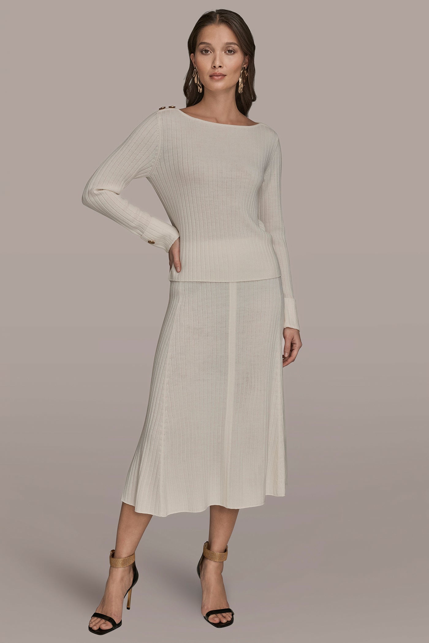 LONG SLEEVE BOAT NECK SWEATER WITH BUTTON DETAILS VIEW 6 | New clothing