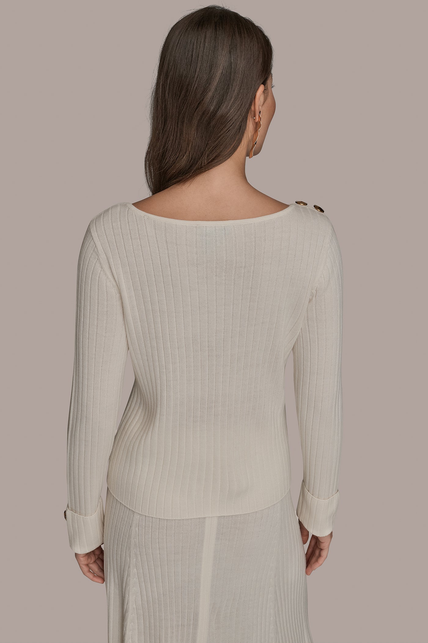 LONG SLEEVE BOAT NECK SWEATER WITH BUTTON DETAILS | View 2 | New clothing