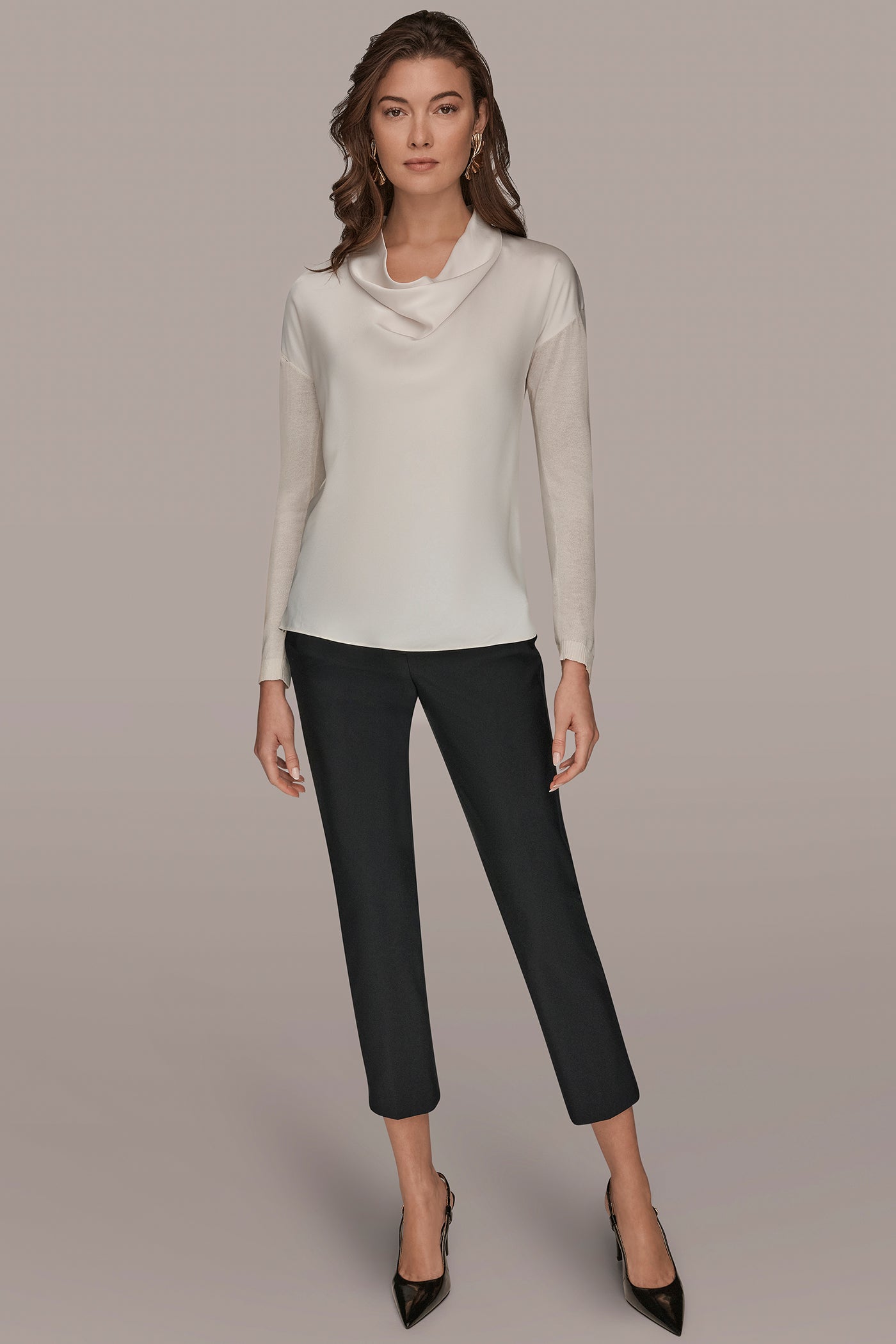 Mixed Media Cowl Neck Top VIEW 4 | Clothing