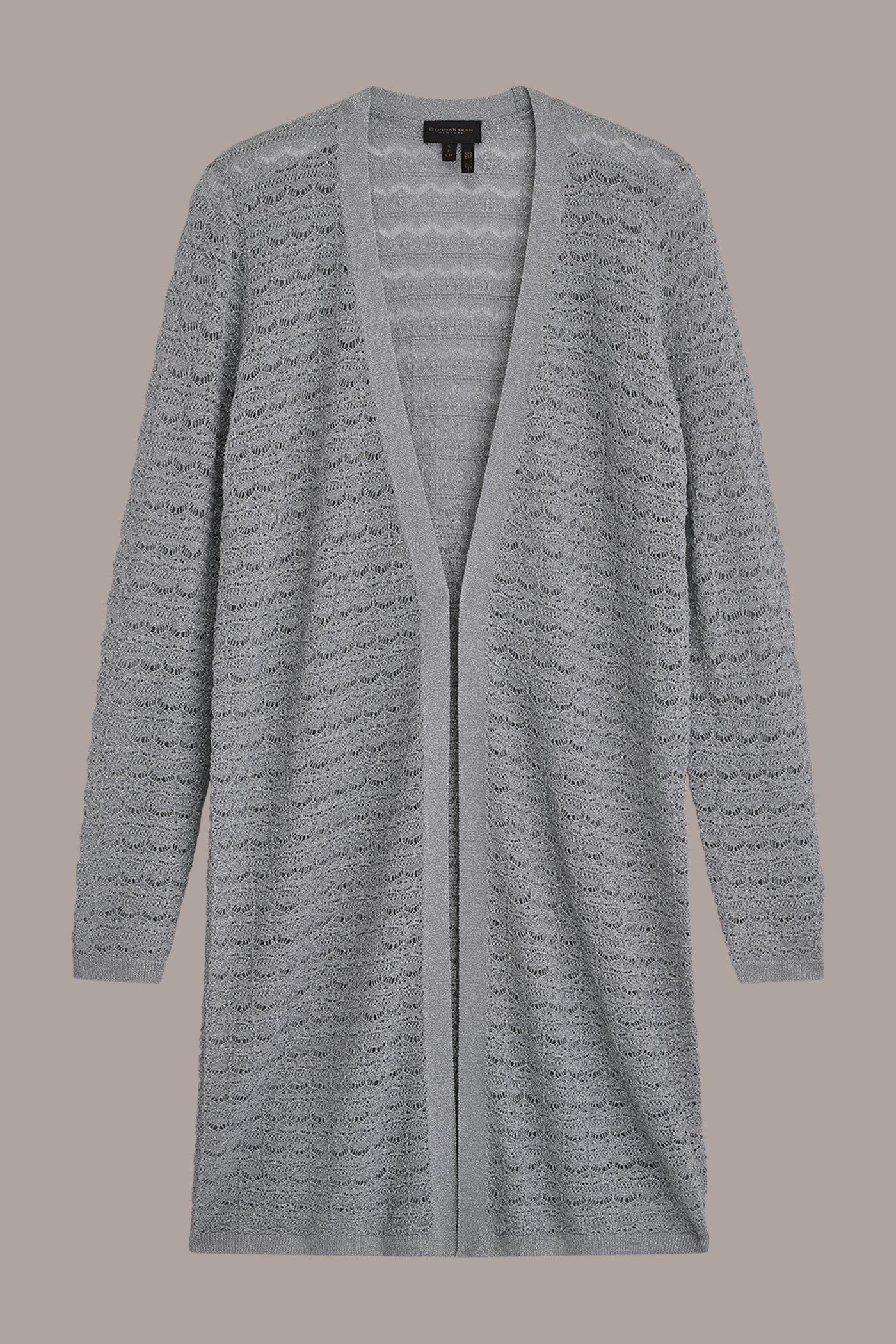 METALLIC POINTELLE LONG OPEN CARDIGAN VIEW 7 | Clothing