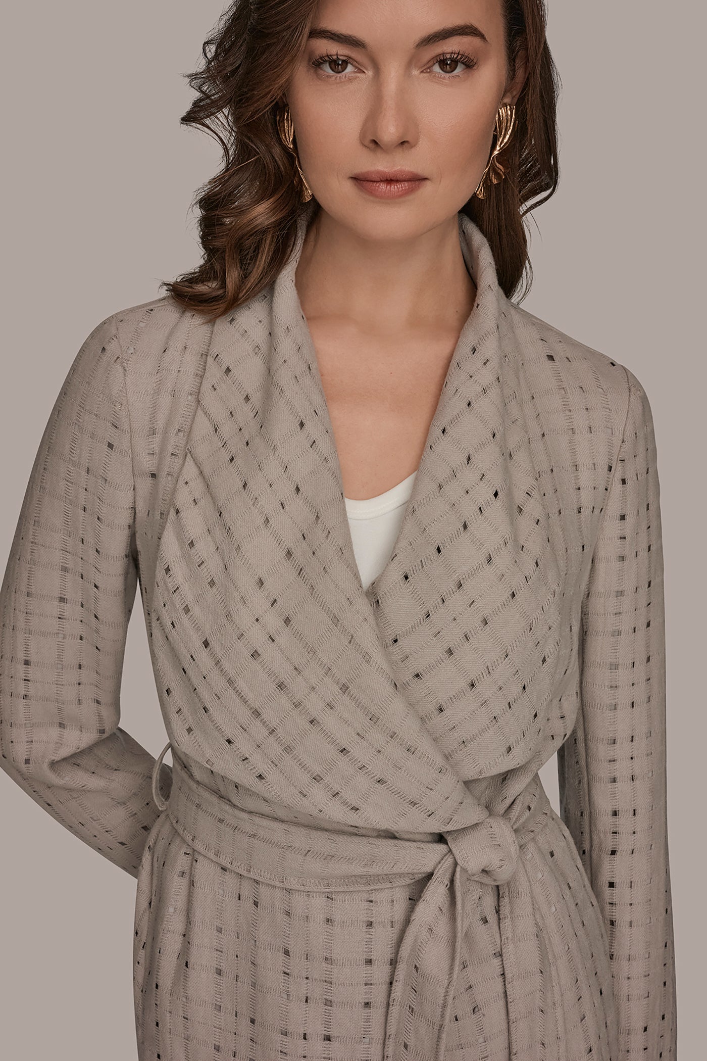 PERFORATED WRAP JACKET WITH BELT VIEW 5 | Blazers & Vests