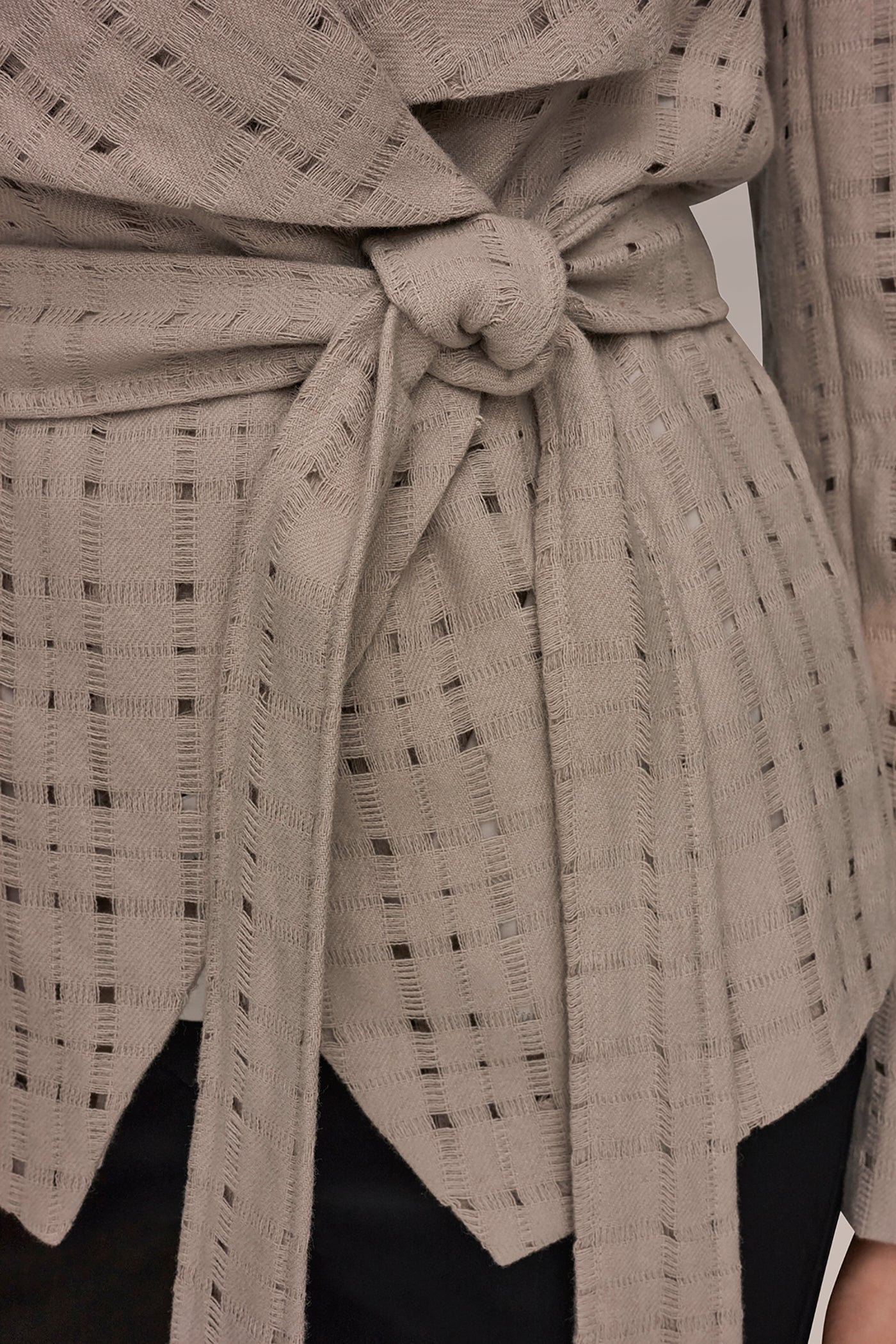 PERFORATED WRAP JACKET WITH BELT VIEW 6 | Blazers & Vests