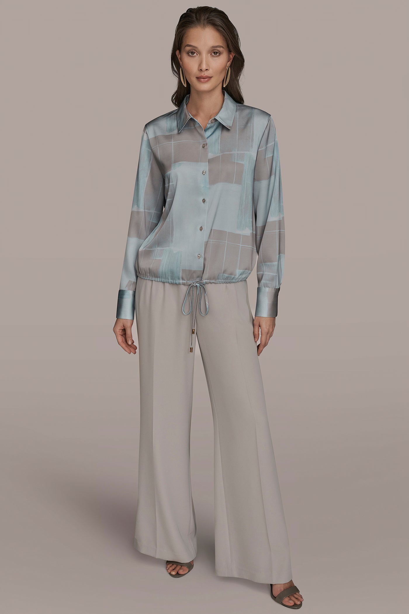 LONG-SLEEVE PRINTED DRAWSTRING BLOUSE VIEW 6 | Tops