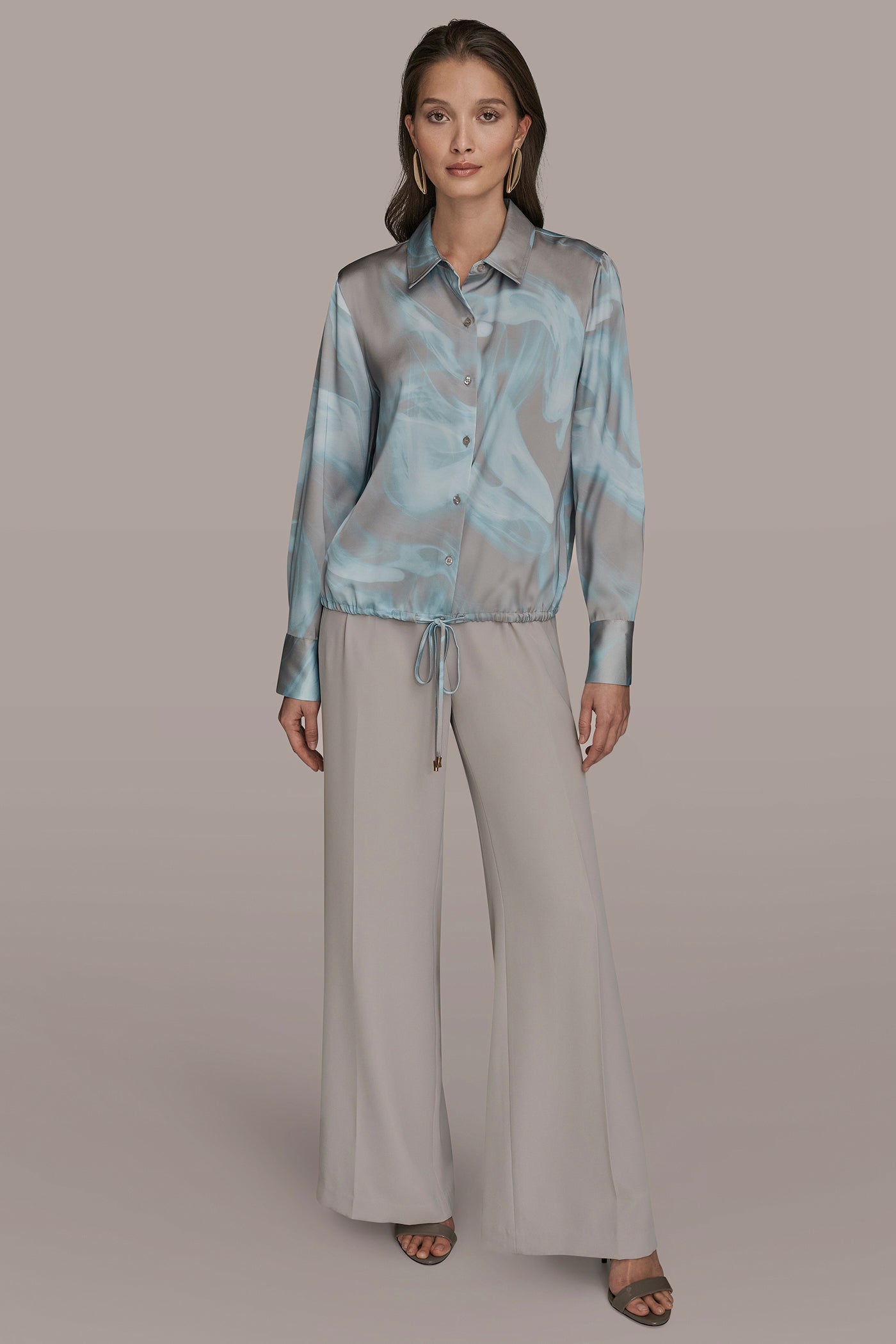 LONG-SLEEVE PRINTED DRAWSTRING BLOUSE VIEW 6 | New Arrivals