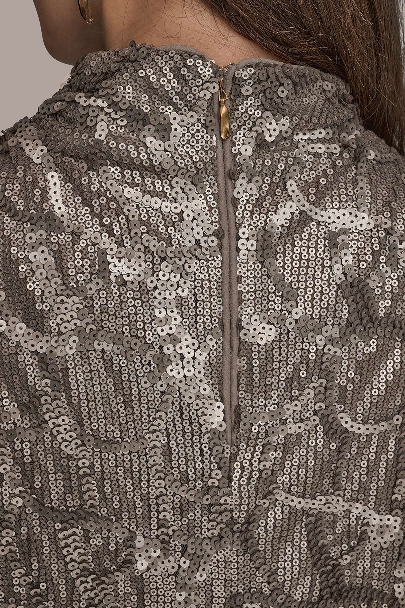 SLEEVELESS HIGH-NECK SEQUIN COWL BLOUSE VIEW 5 | Holiday Collection