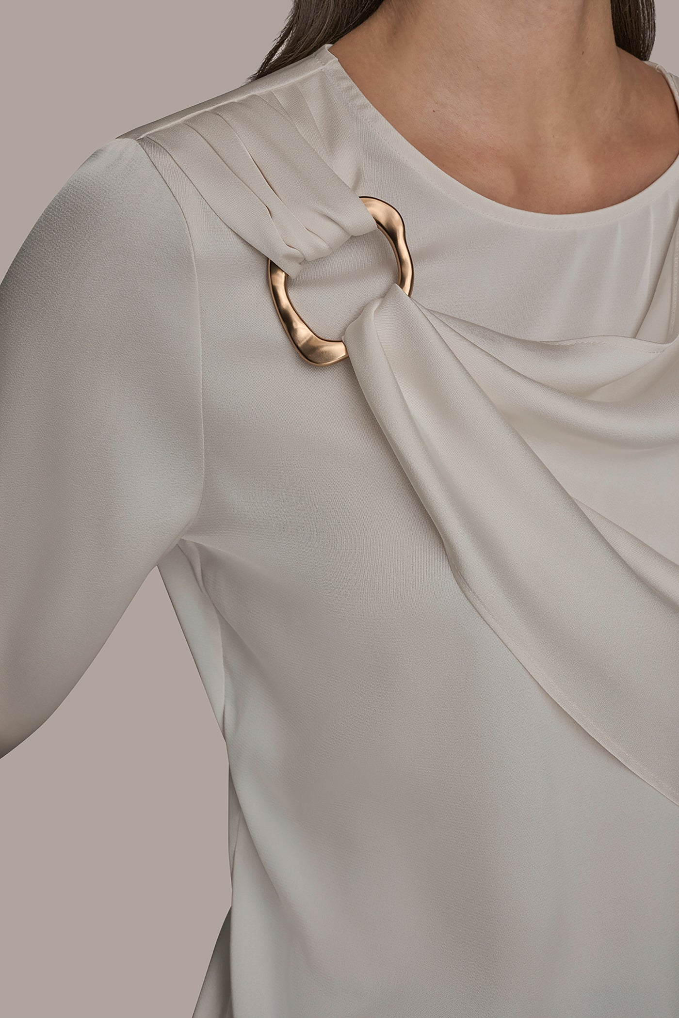LONG-SLEEVE BLOUSE WITH SHOULDER HARDWARE DETAIL VIEW 6 | Holiday Collection