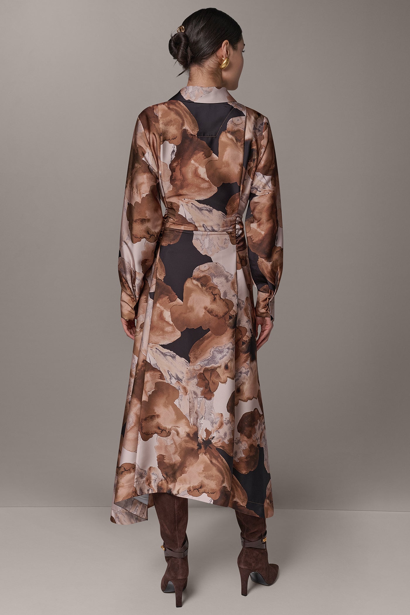 PRINTED TIE-WAIST SHIRT DRESS VIEW 3