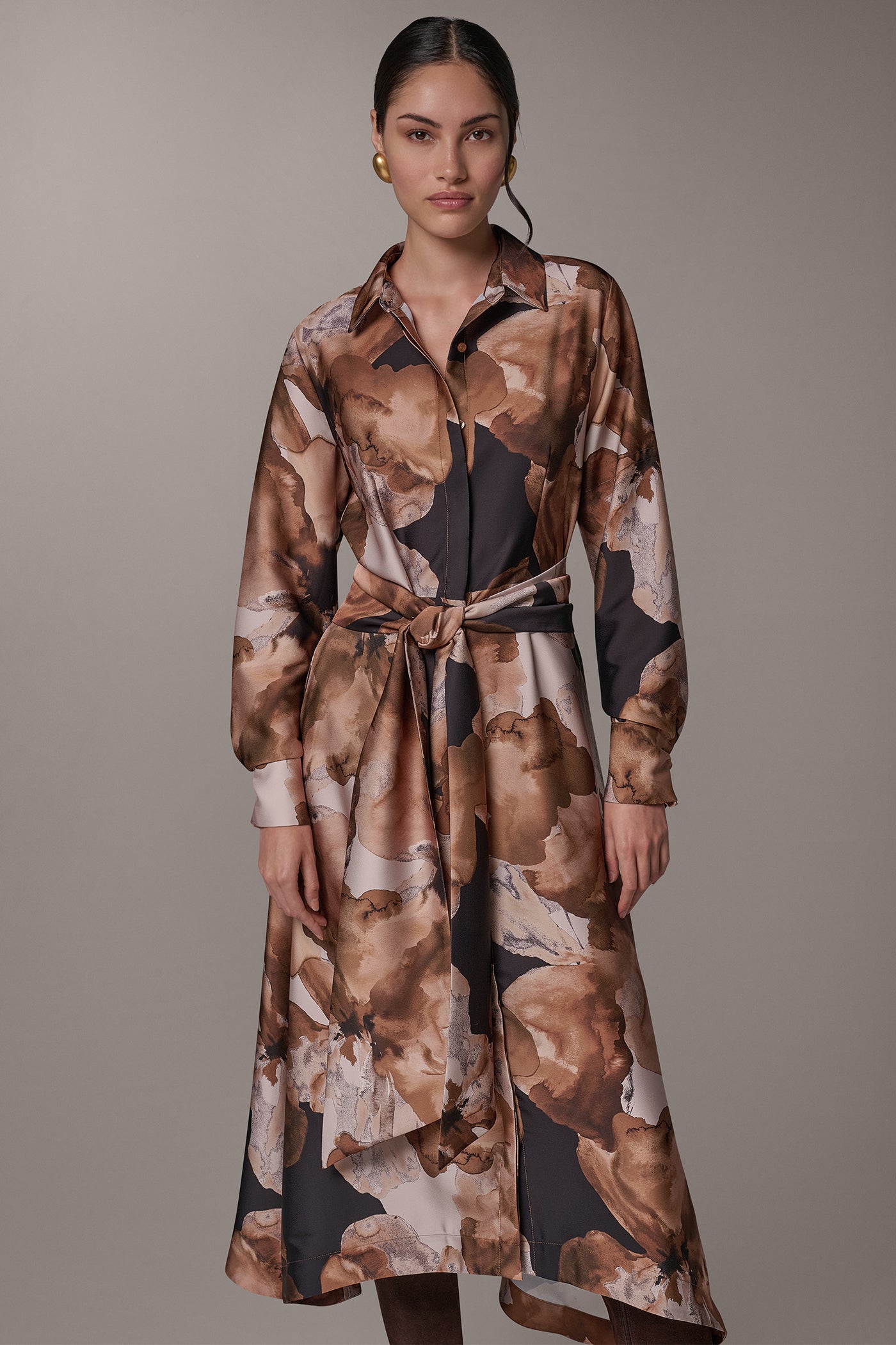 PRINTED TIE-WAIST SHIRT DRESS VIEW 7