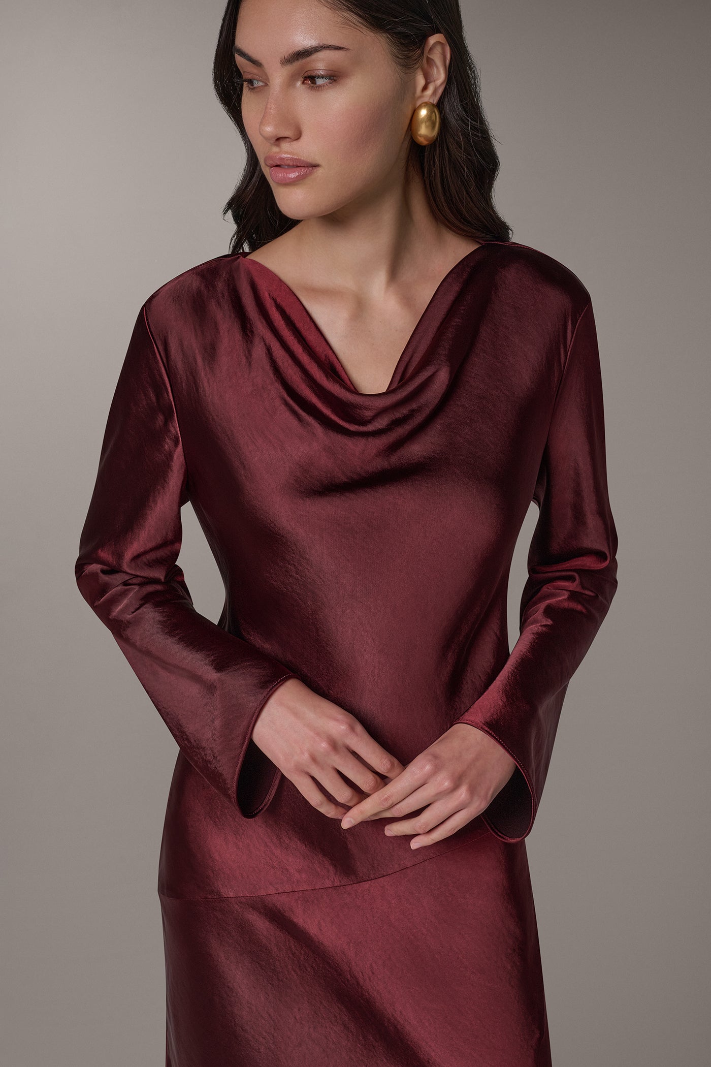 COWL NECK MIDI DRESS VIEW 3