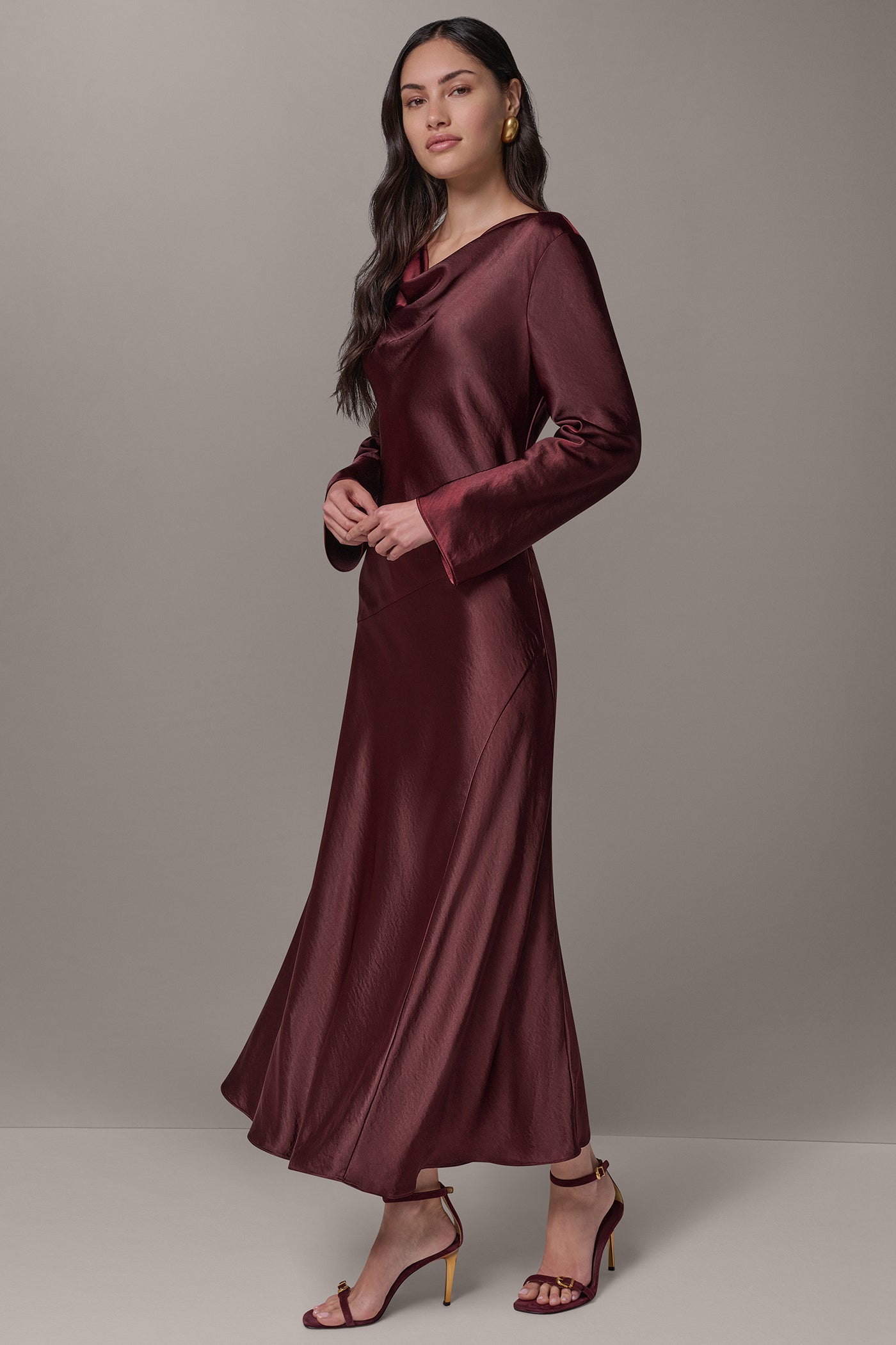 COWL NECK MIDI DRESS VIEW 5