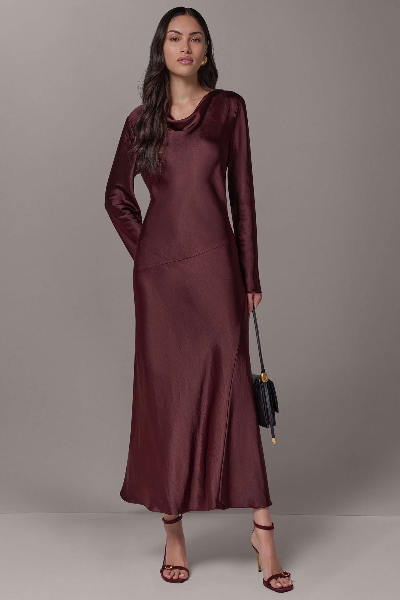 COWL NECK MIDI DRESS VIEW 1
