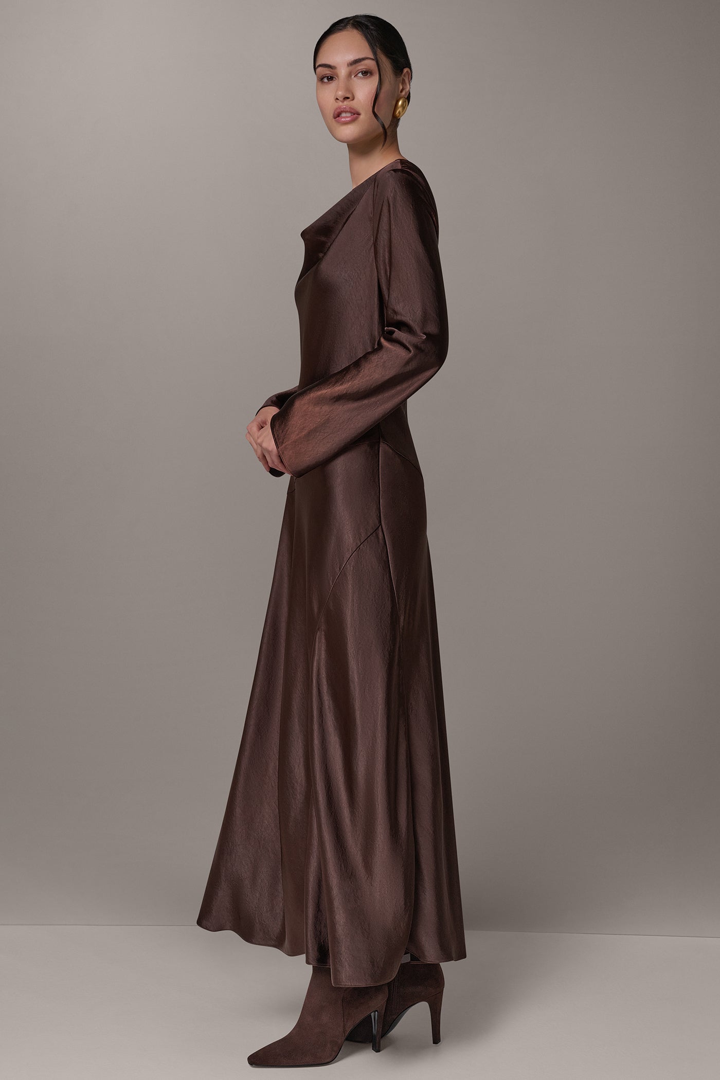 COWL NECK MIDI DRESS VIEW 4