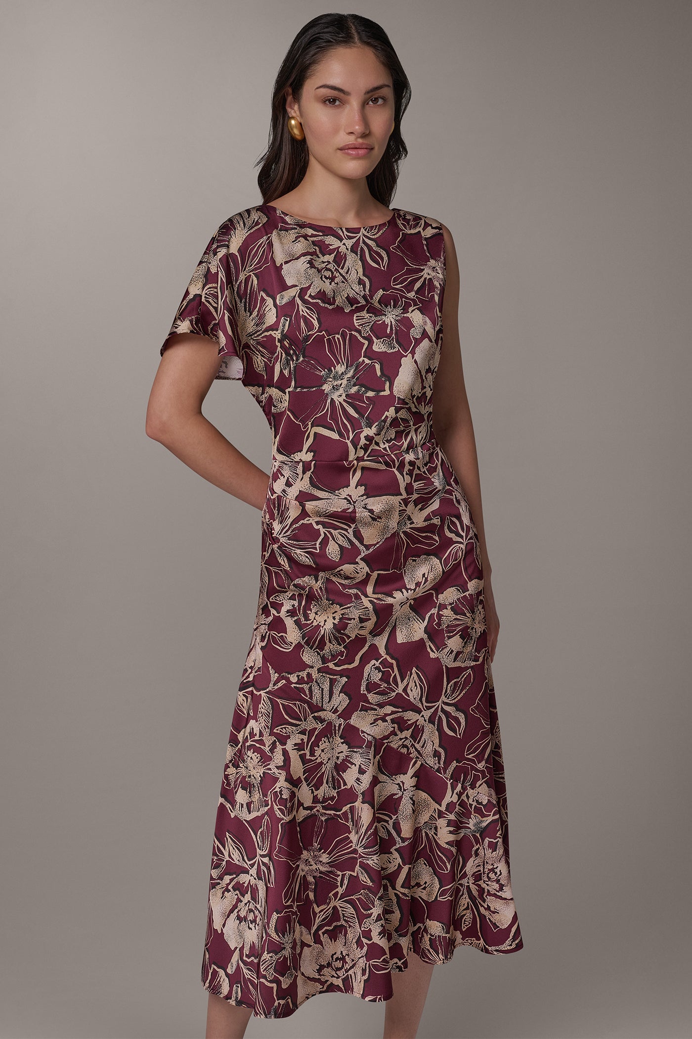ASYMMETRICAL CINCHED SIDE DRESS VIEW 7