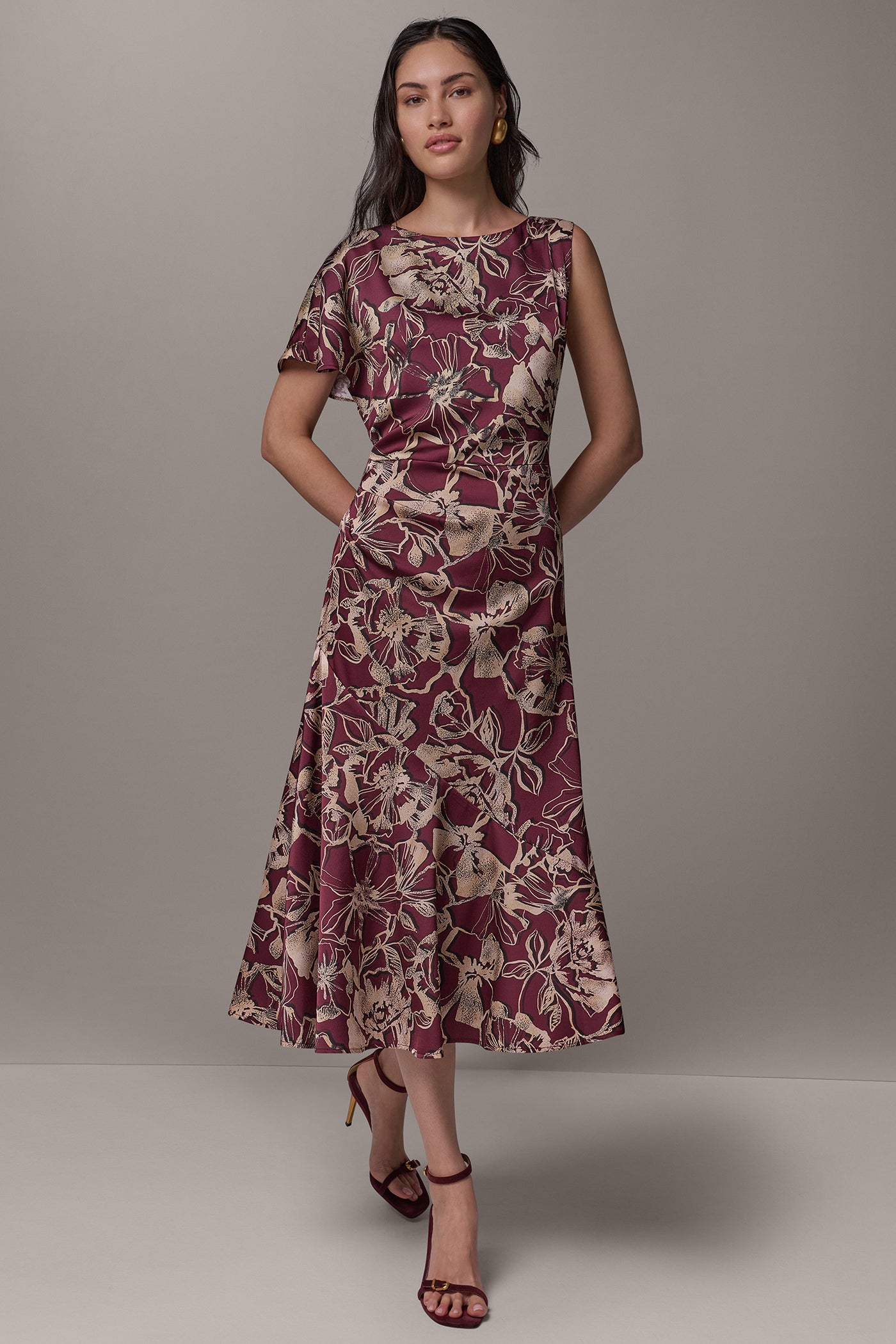 ASYMMETRICAL CINCHED SIDE DRESS VIEW 1