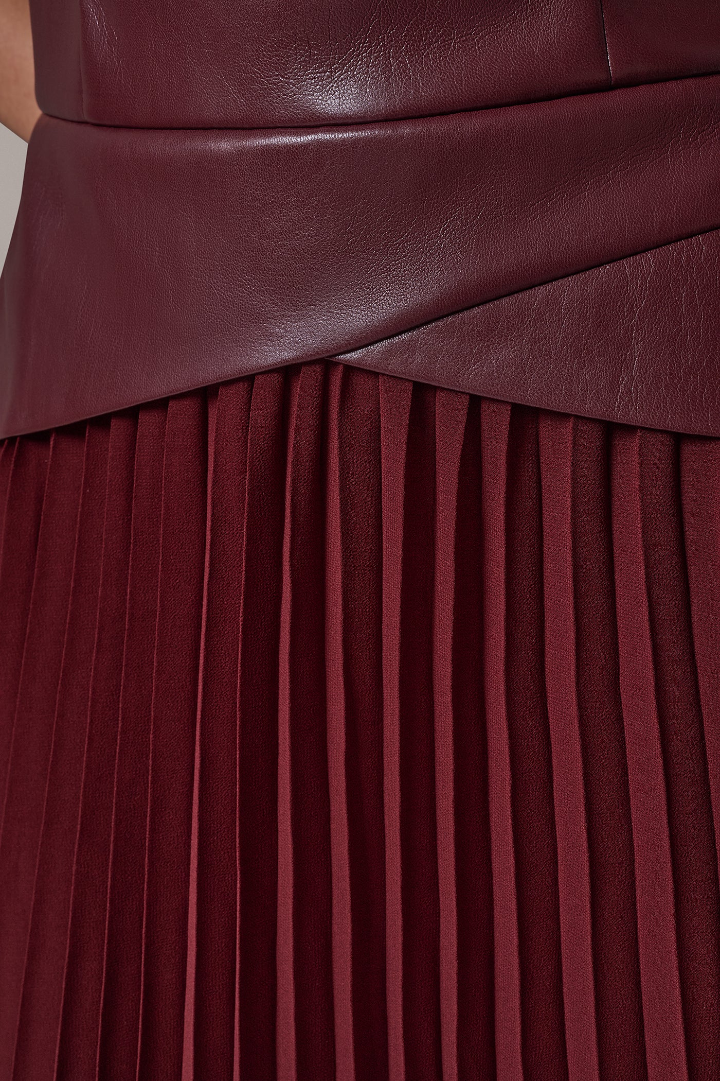 MIXED MEDIA PLEATED MIDI DRESS VIEW 7