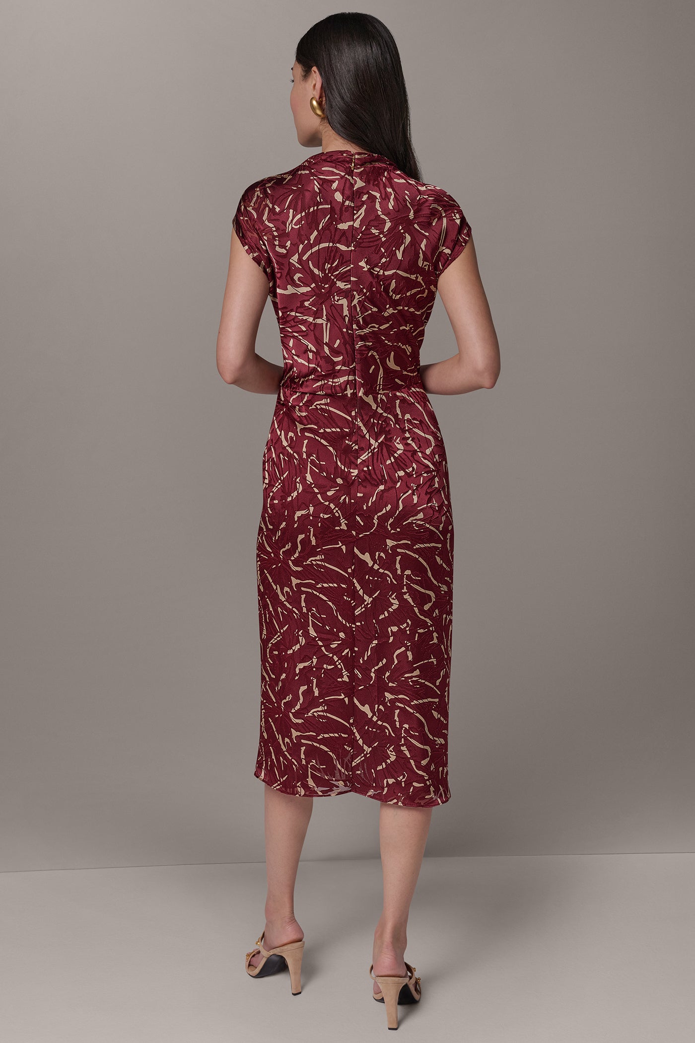 BURNOUT CINCH WAIST MIDI DRESS VIEW 4