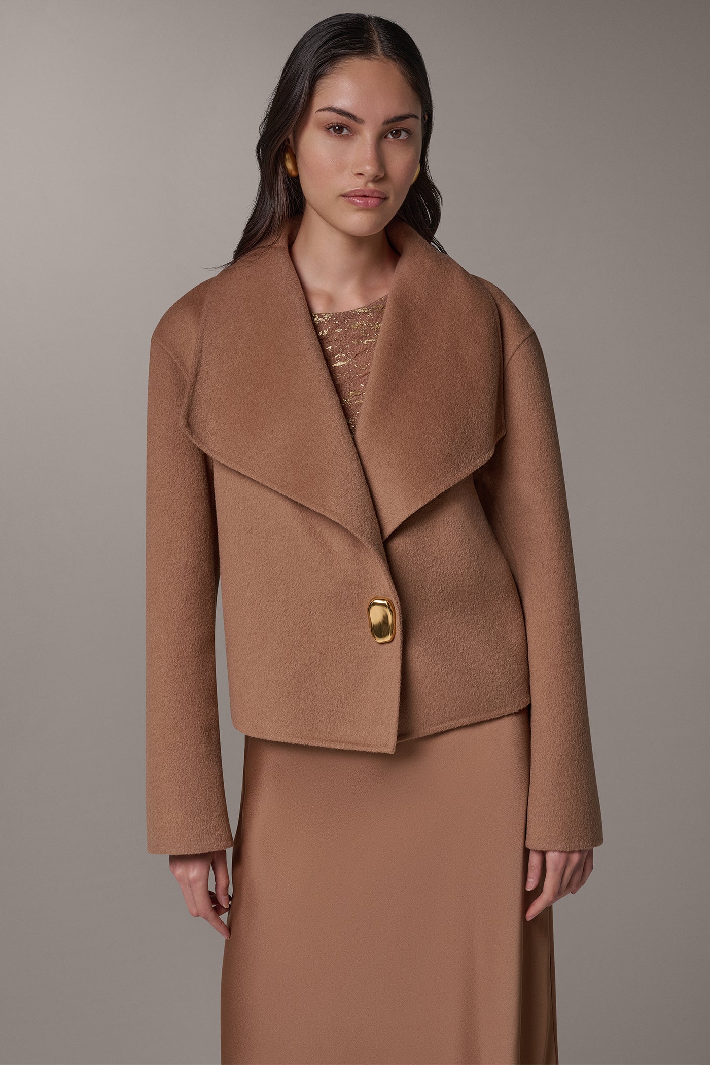 CROPPED WOOL BLEND WRAP JACKET VIEW 1
