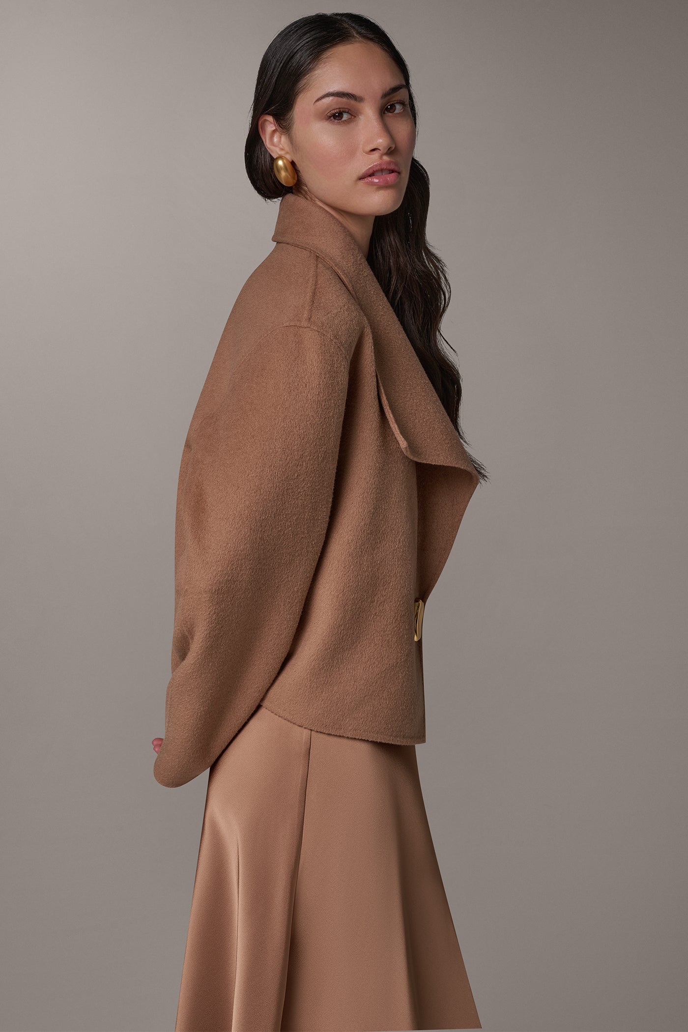 CROPPED WOOL BLEND WRAP JACKET VIEW 5
