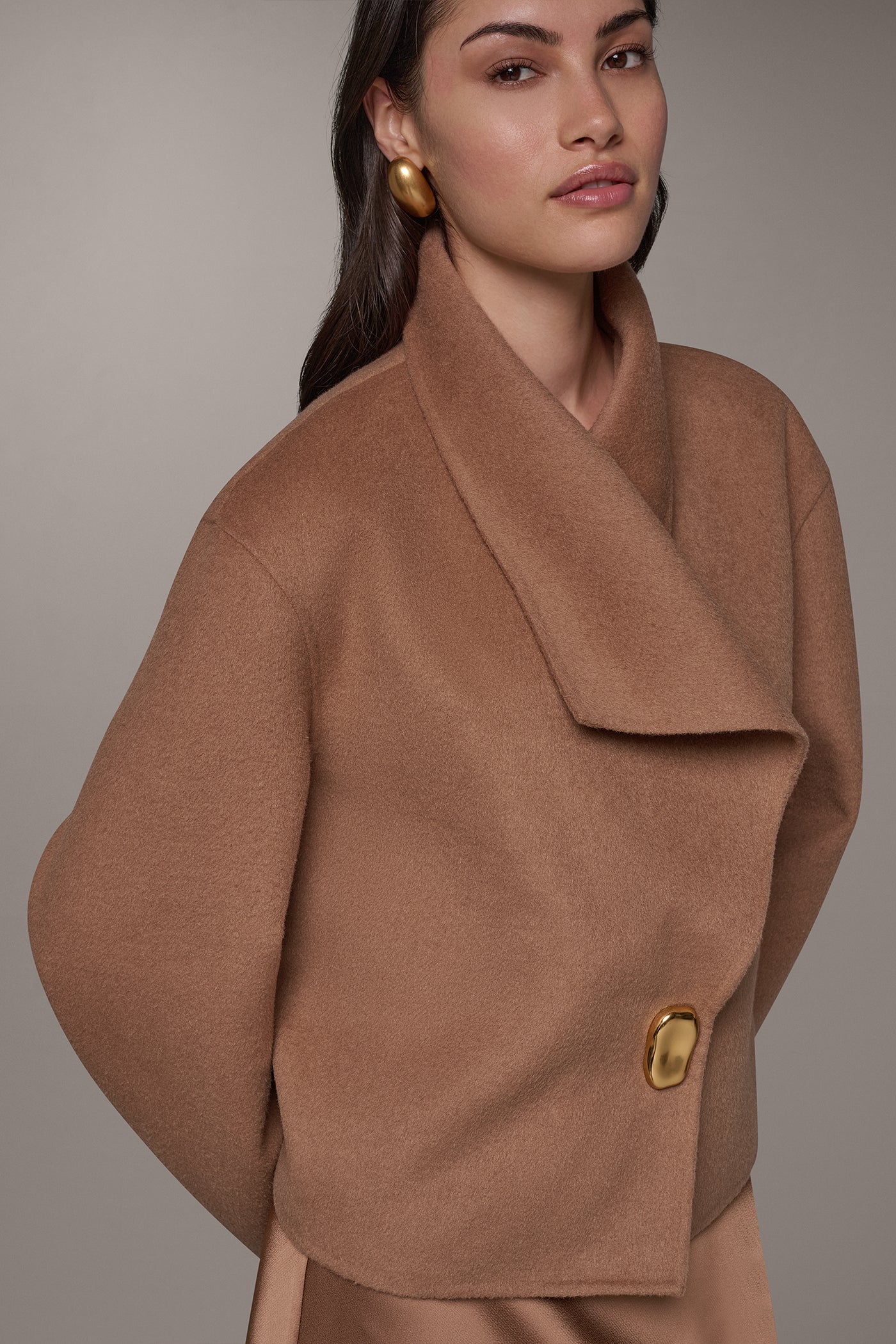 CROPPED WOOL BLEND WRAP JACKET VIEW 3