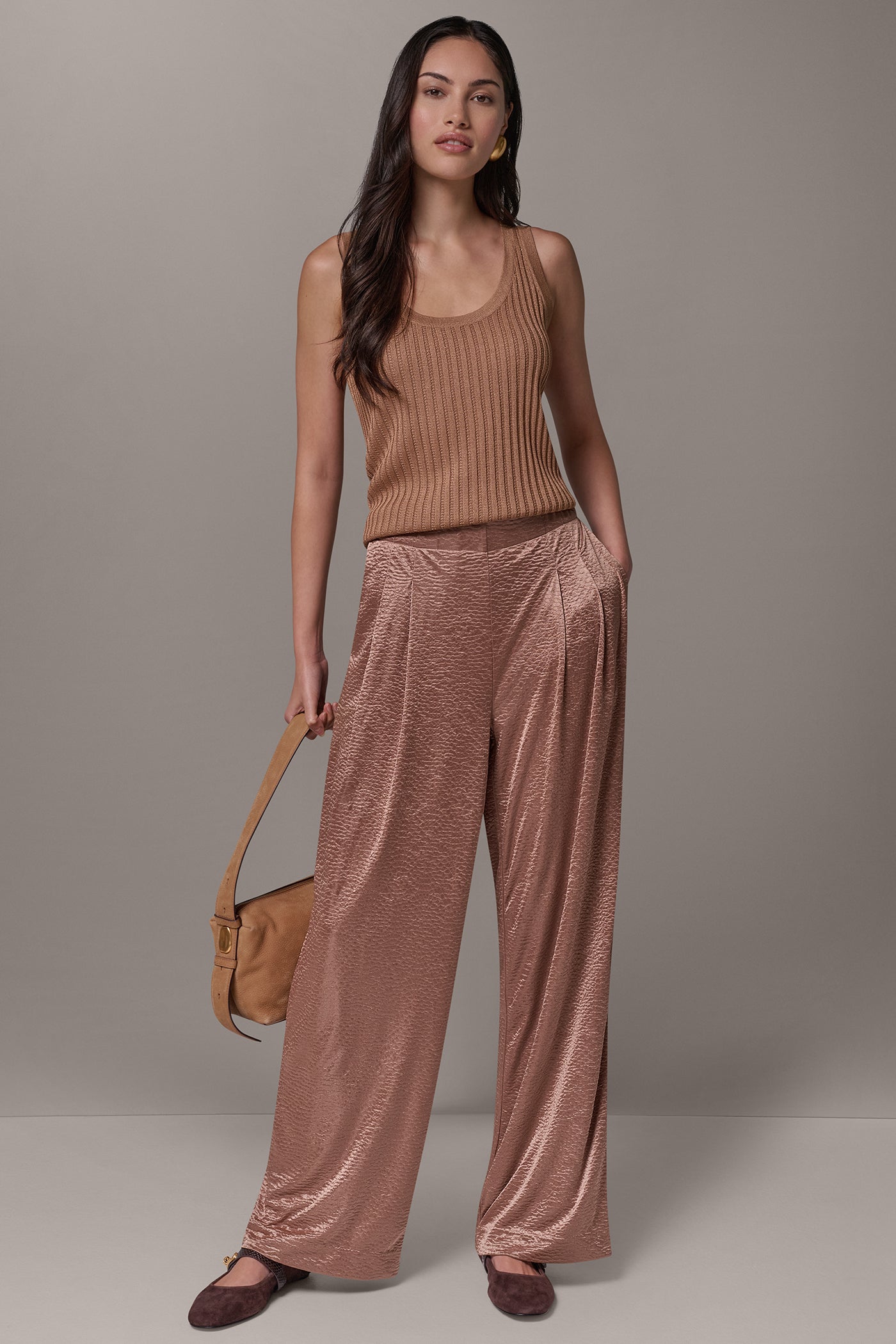 MID-RISE CRINKLE SATIN WIDE-LEG PANT VIEW 6