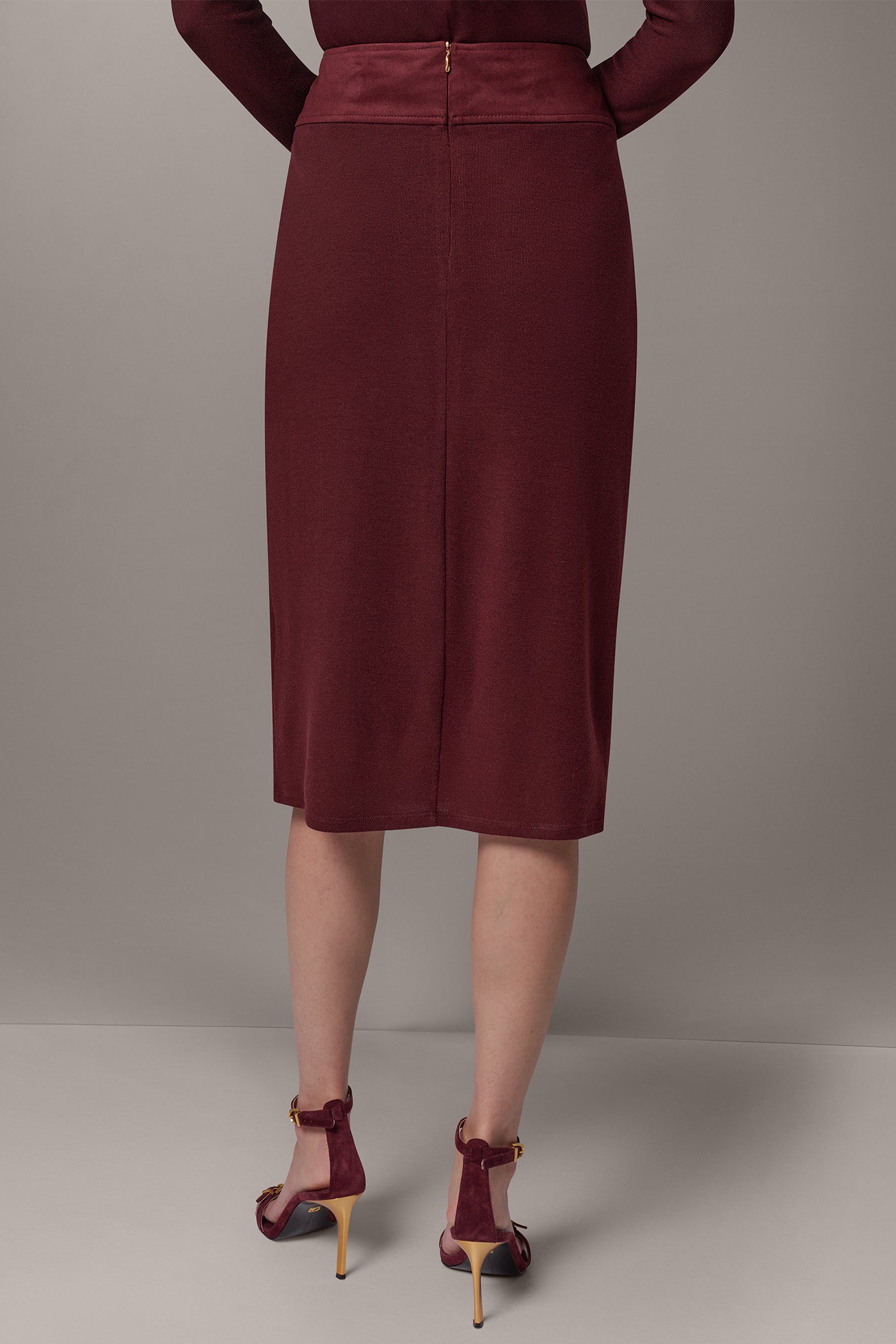 WRAP-EFFECT MIXED-MEDIA SKIRT VIEW 3