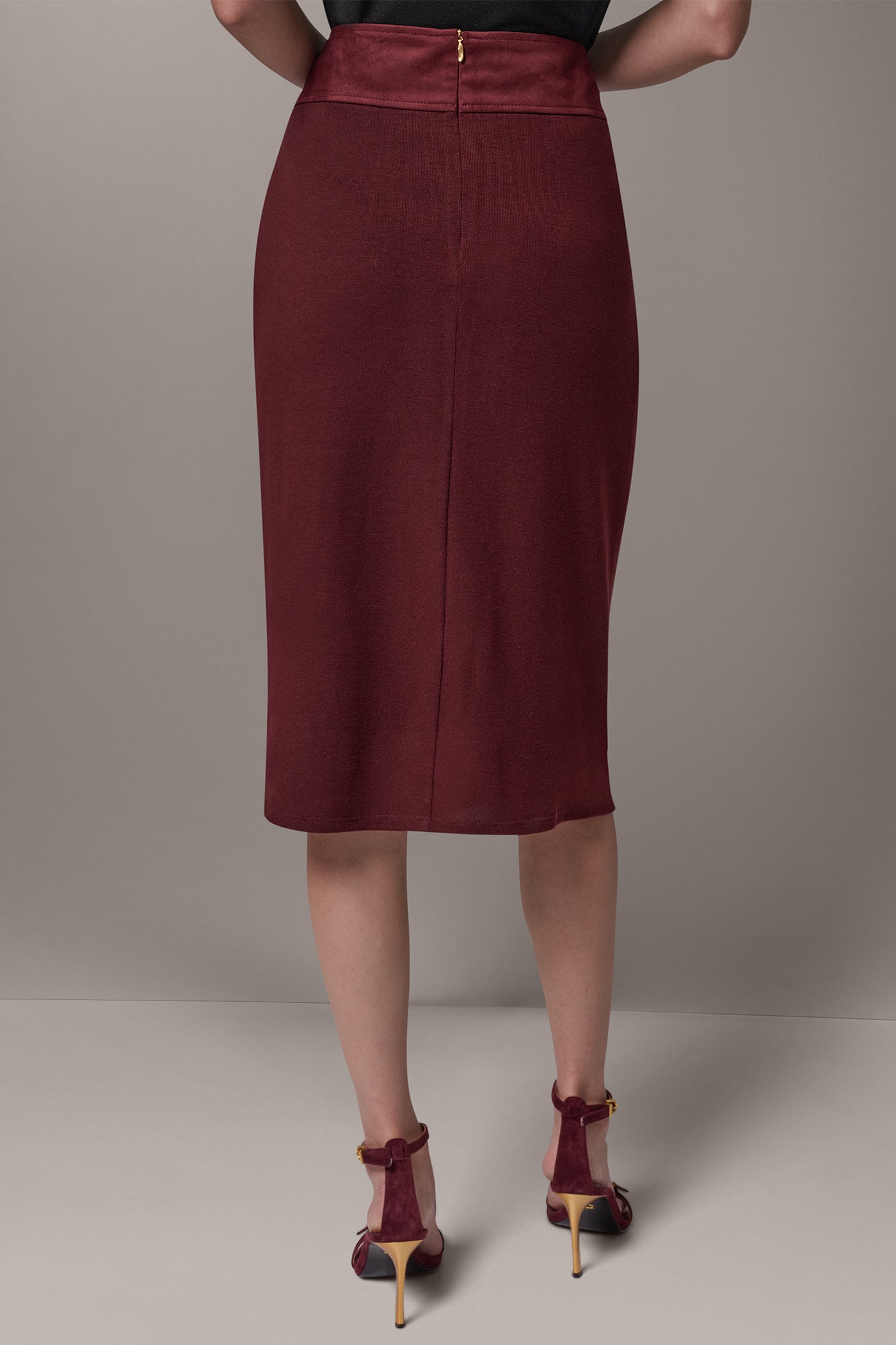 WRAP-EFFECT MIXED-MEDIA SKIRT VIEW 5